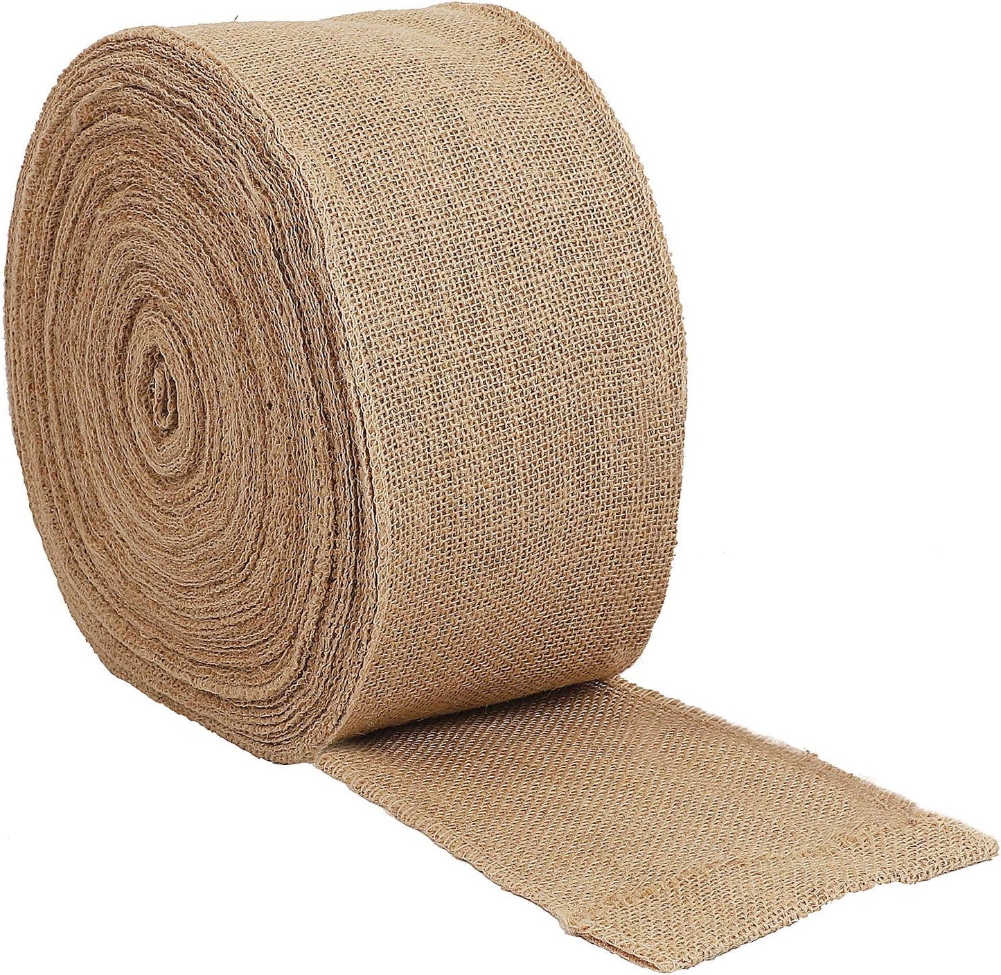 KINJOEK 5 Inch Wide 54 Yards Burlap Ribbon, Natural Jute Fabric Ribbon Crafts Ribbon for Christmas Wedding Gifts Burlap Fabric DIY for Decoration