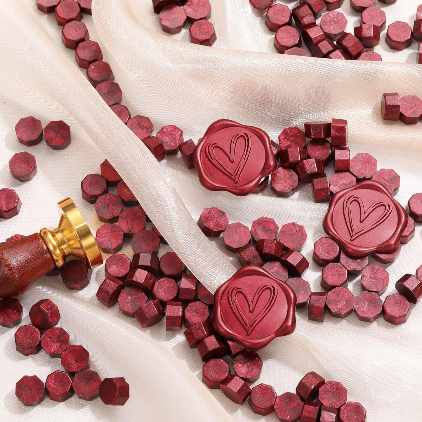 Yoption 360Pcs Burgundy Sealing Wax Beads with 2 Spoons and 4 Tea Candles for Wax Seal Stamps, Cards, Wedding Invitations, Wine Packaging, Gift Wrap, Envelopes