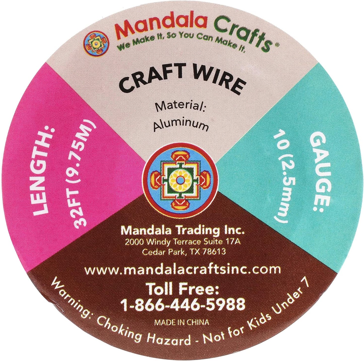 Mandala Crafts 10 Gauge Anodized Aluminum Craft Wire for Jewelry Making - 32 FT Colored Flexible Ice Blue Wire - Bendable for Bonsai Armature Crafting Sculpting
