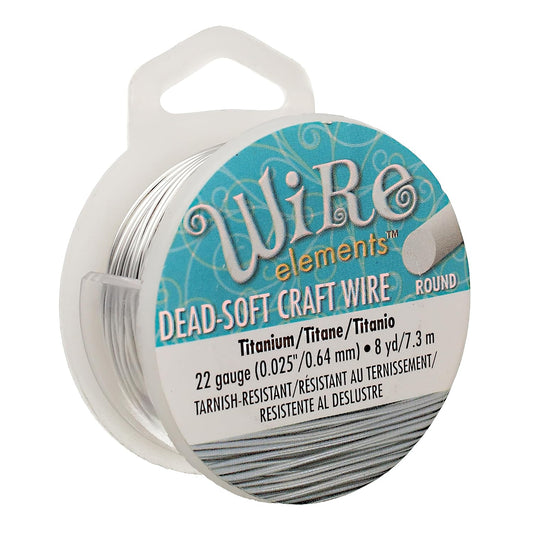 The Beadsmith Wire Elements Craft Wire – Tarnish Resistant, Soft Temper, Round, Titanium Color – 0.64mm, 22 Gauge, 8 Yard Spool – Jewelry Making, Wire Wrapping, Floral, & Other DIY Crafts