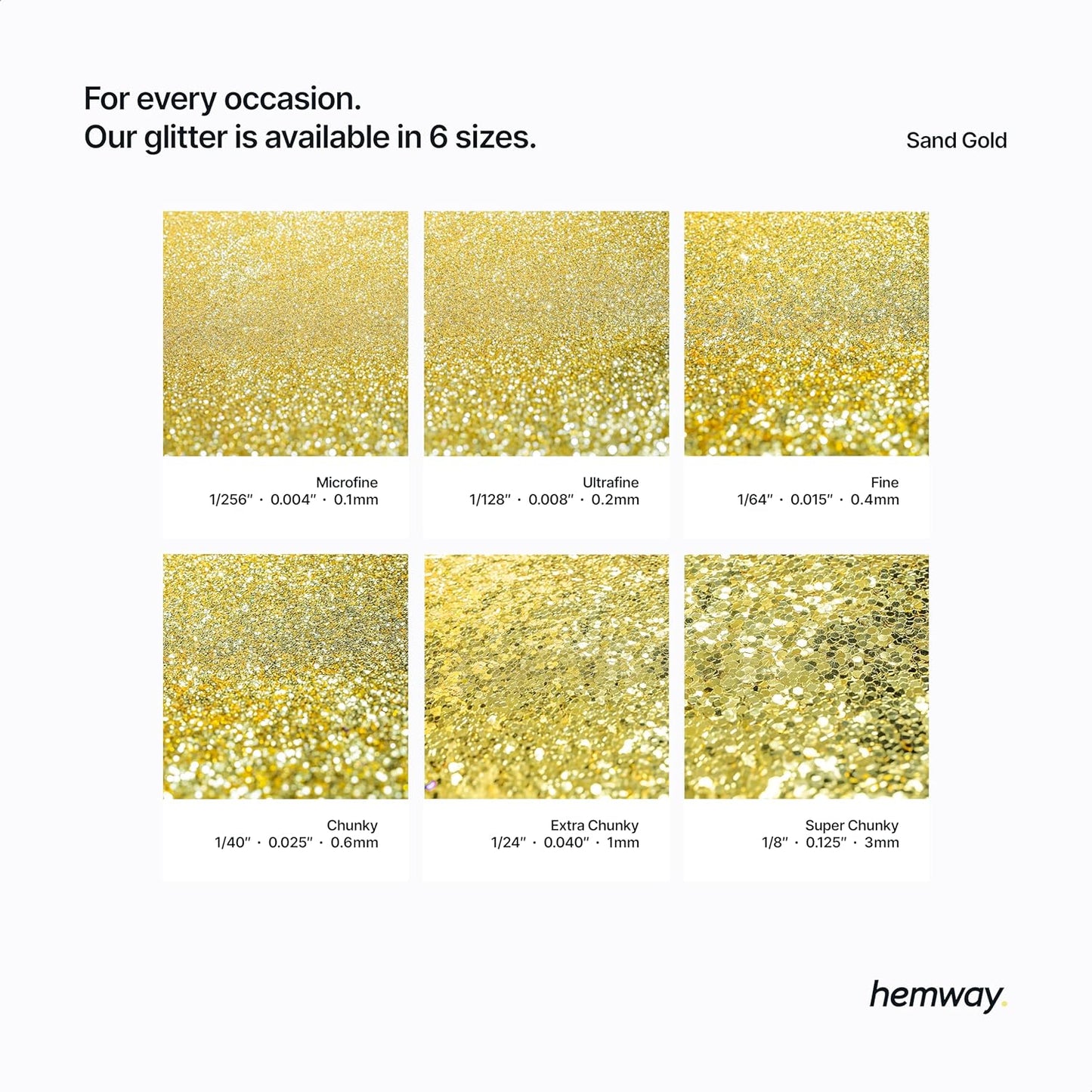 Hemway Polyurethane & Epoxy Resin Glitter 100g / 3.5oz Metallic Crystal Flake Additive for Flooring Jewelry Tumblers Glass Pigment - Chunky (1/40" 0.025" 0.6mm) - Sand Gold