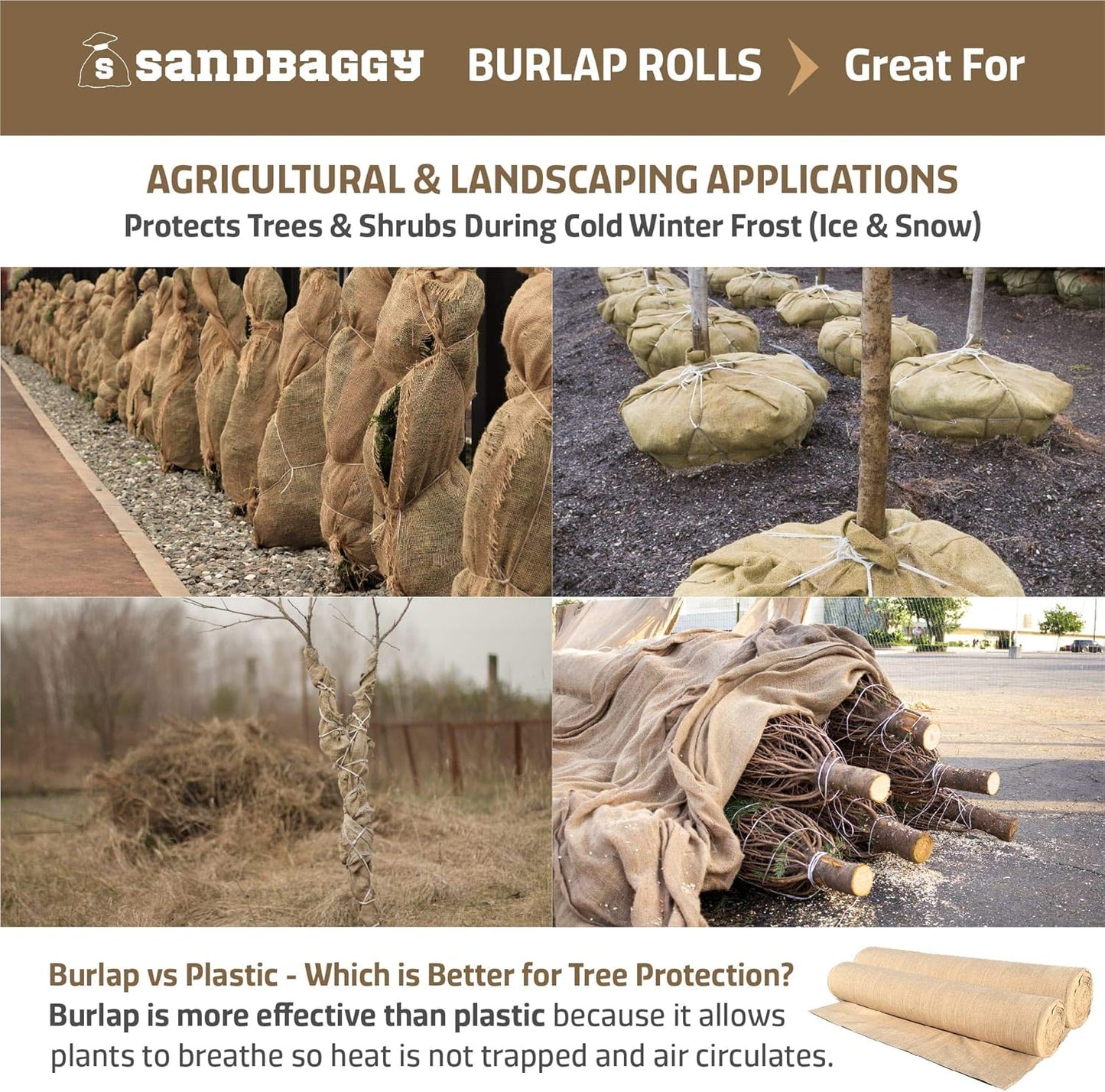 Sandbaggy Burlap Fabric Roll | 40 Inch by 300 ft | Great for Garden, Yard, Wedding, Craft, Decorating Tables | Constructed from Industrial Grade Burlap Fiber | 30% Thicker Than Competition (2 Rolls)