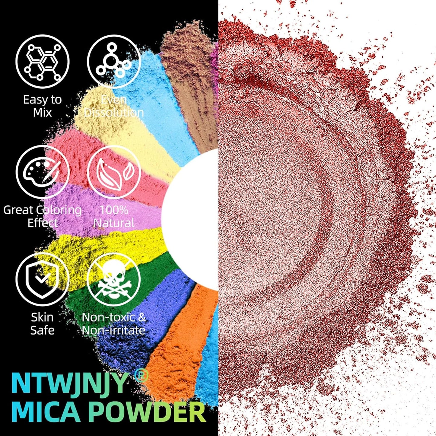 Red Mica Powder for Epoxy Resin，Natural Shimmer Mica Powder Used for Coloring car Spray Paint, Candles, soap, Eye Shadow, Lip Gloss, Nail Polish(50g/1.7oz)