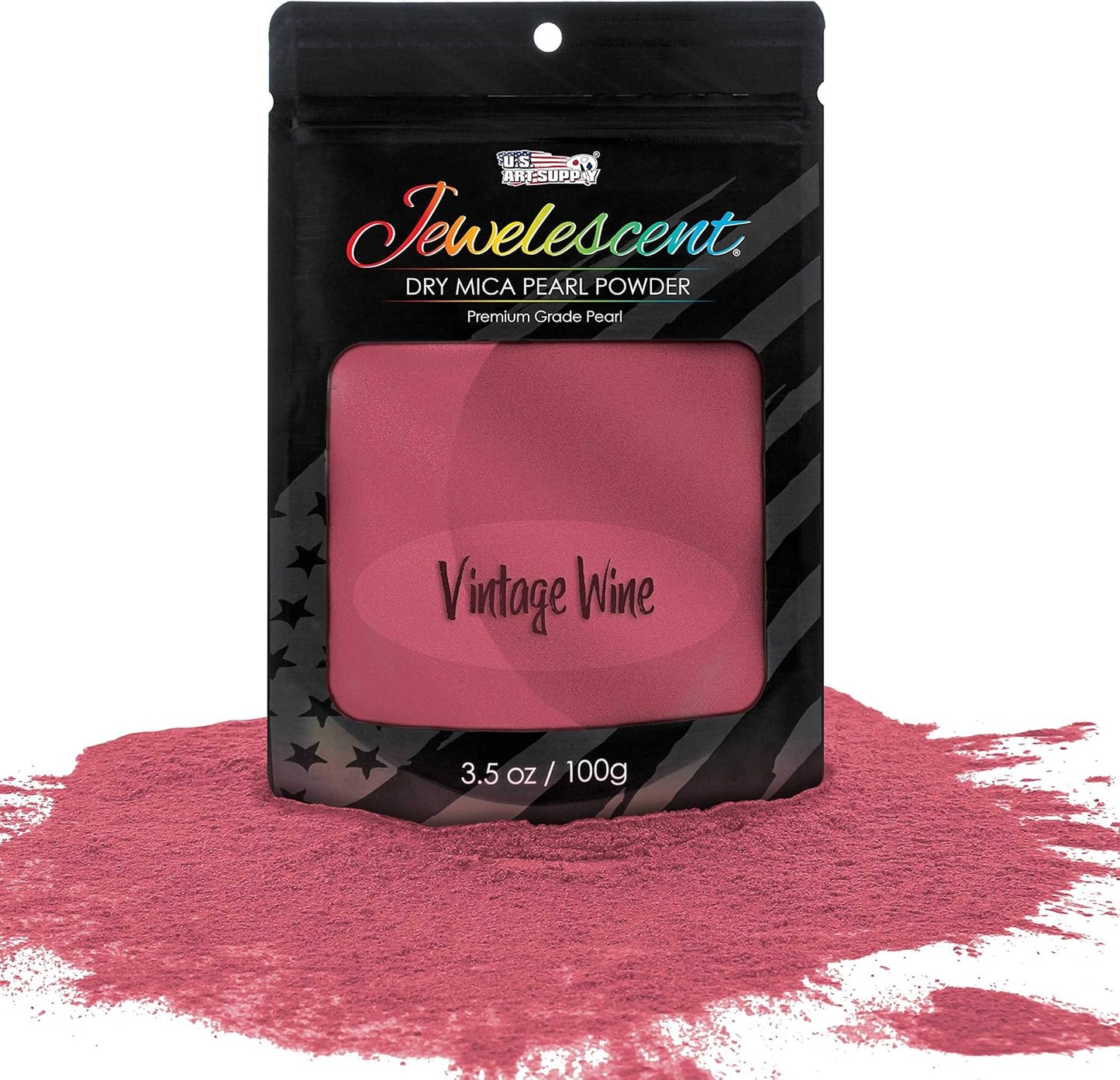U.S. Art Supply Jewelescent Mica Pearl Pigment Powder, Interference Vintage Wine 3.5 oz (100g) Pouch - Cosmetic Grade, Epoxy Resin Color Pigment, Mica Powder for Resin, Soap, Slime, Candle Dye, Art