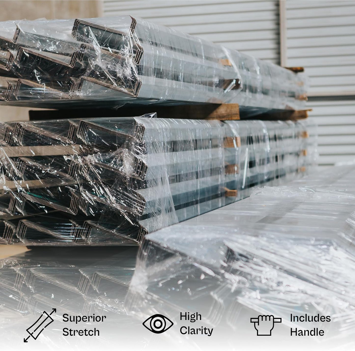 PSBM Mini Stretch Wrap with Handle, 12 Pack, 5 Inch x 1000 Feet, 80 Gauge, Clear, Small Plastic Cling Film for Pallets Moving Storing