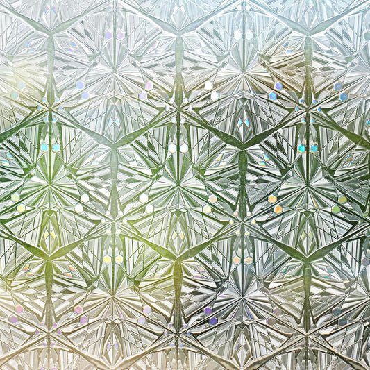 rabbitgoo Window Privacy Film Stained Glass Window Film, Decorative Stickers Removable UV Sun Blocking Clings Door Coverings, Diamond Pattern, 23.6 x 78.7 inches