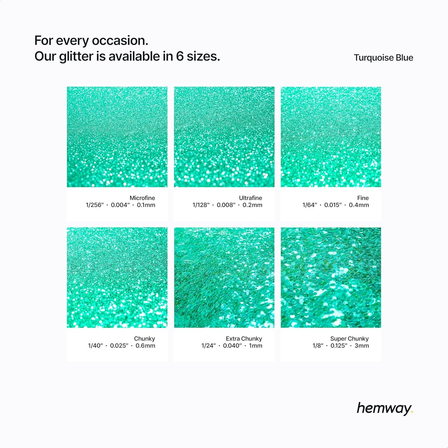 Hemway Glitter for Resin 100g Turquoise Blue Metallic Crystals for Epoxy Craft Super Chunky Flakes Tumblers Wax Melt