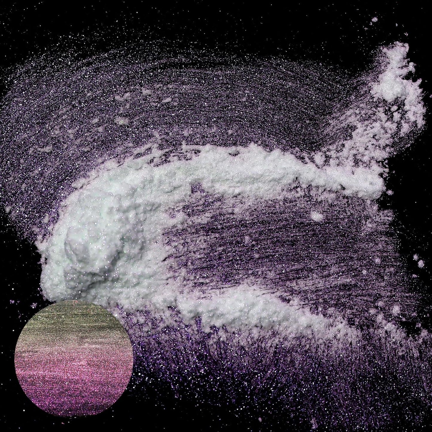 Matio Chameleon Mica Powder, 1.06oz/ 30g Smoky Galaxy White Chrome Powder, Pearlescent Effect Color Shift Pigment for Resin Craft, Soap Candle Dye, Nail Art, Makeup, Bath Bomb, Paint, Slime Pigment
