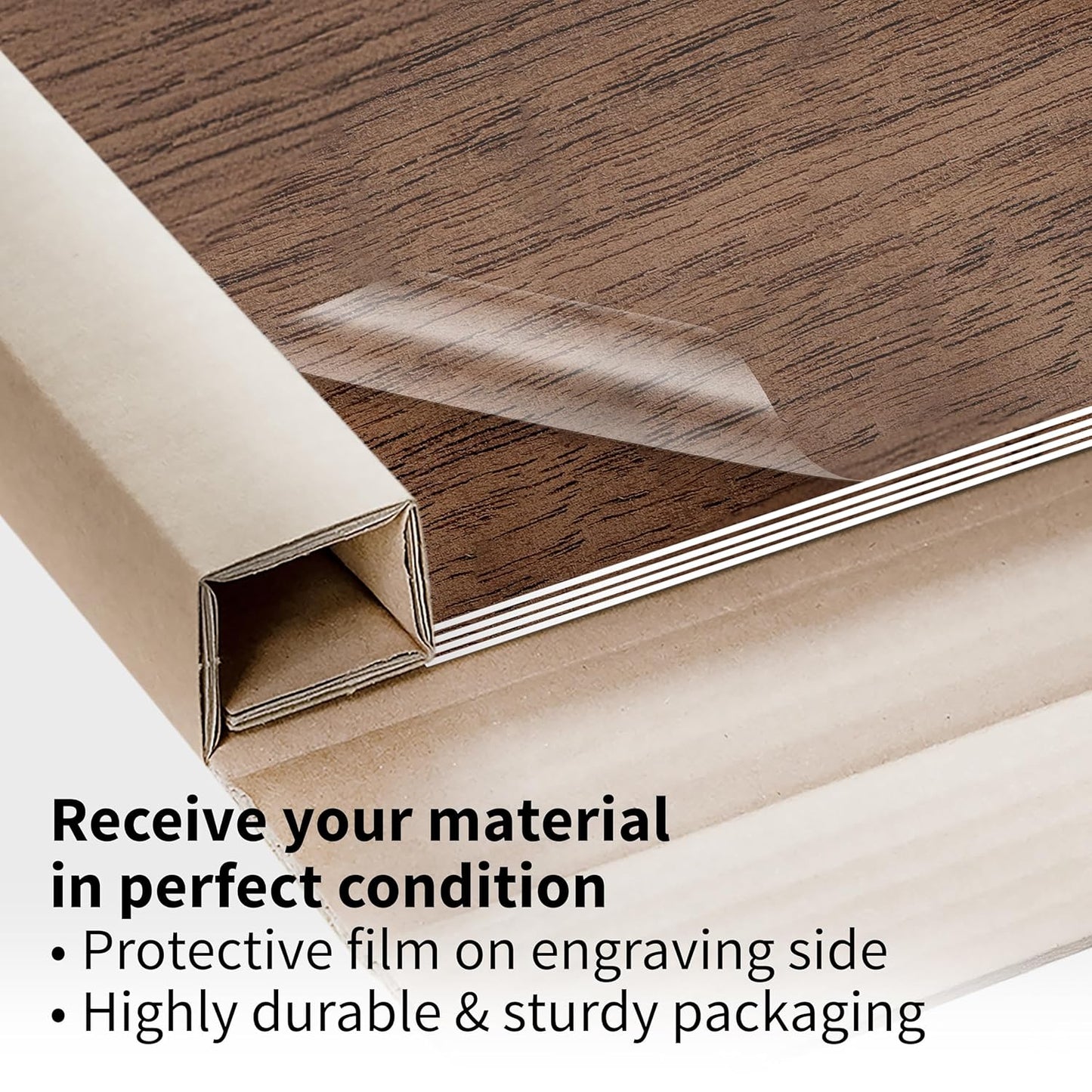 Trotec TroLase | 12"x24"x1/16", 4 Pcs | English Walnut/White | 2 Ply | Modified Acrylic | Laser Engraving Double Color Plastic Sheet | Engraving Blanks for Laser, Saw, Guillotine | Made in USA