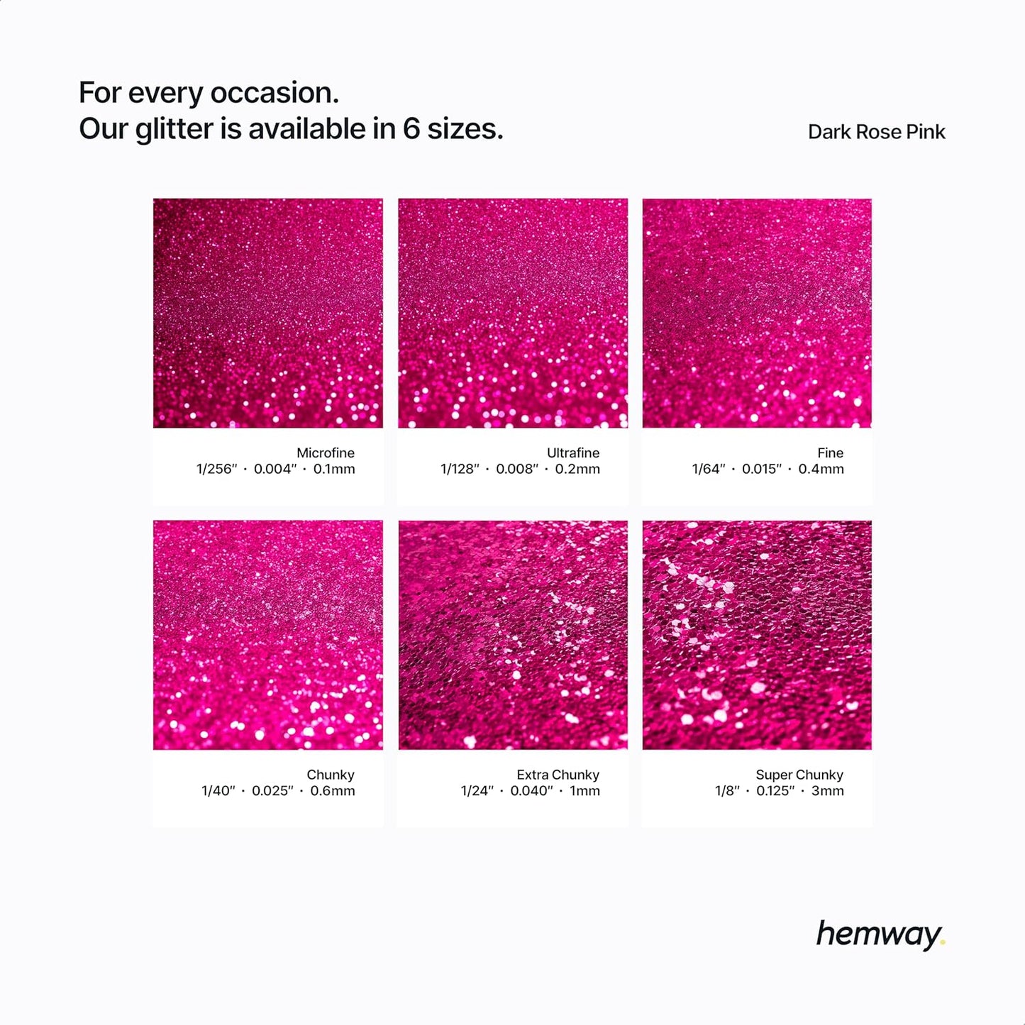 Hemway Polyurethane & Epoxy Resin Glitter 100g / 3.5oz Metallic Crystal Flake Additive for Flooring Jewelry Tumblers Glass Pigment - Fine (1/64" 0.015" 0.4mm) - Dark Rose Pink