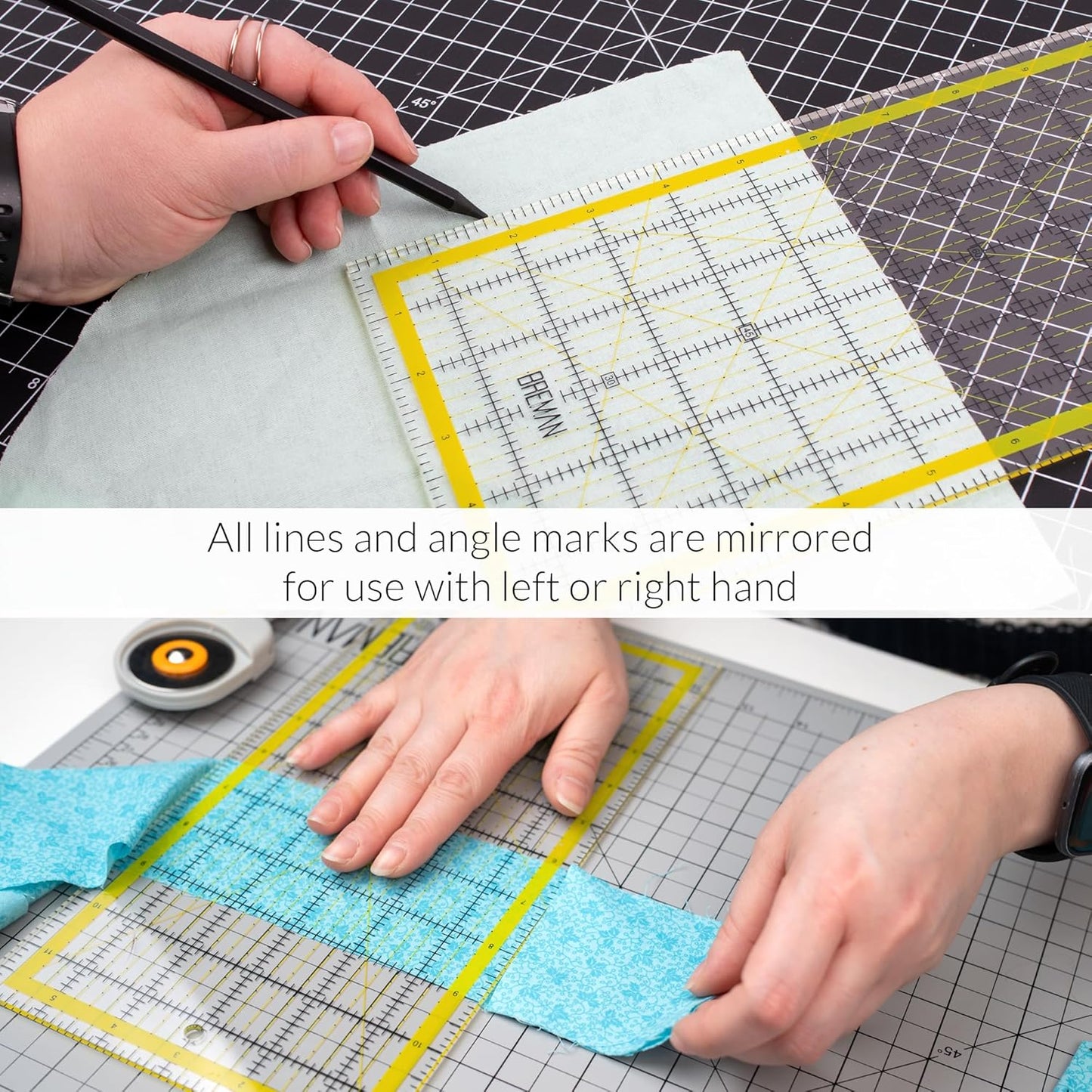 Breman Precision Quilting Rulers – 6x18 Inch Clear Acrylic Rulers for Quilting and Sewing – Laser-Cut Edge, Easy-Read Grid Lines, Angled Markers – Fabric Guide for Left & Right-Handed Users