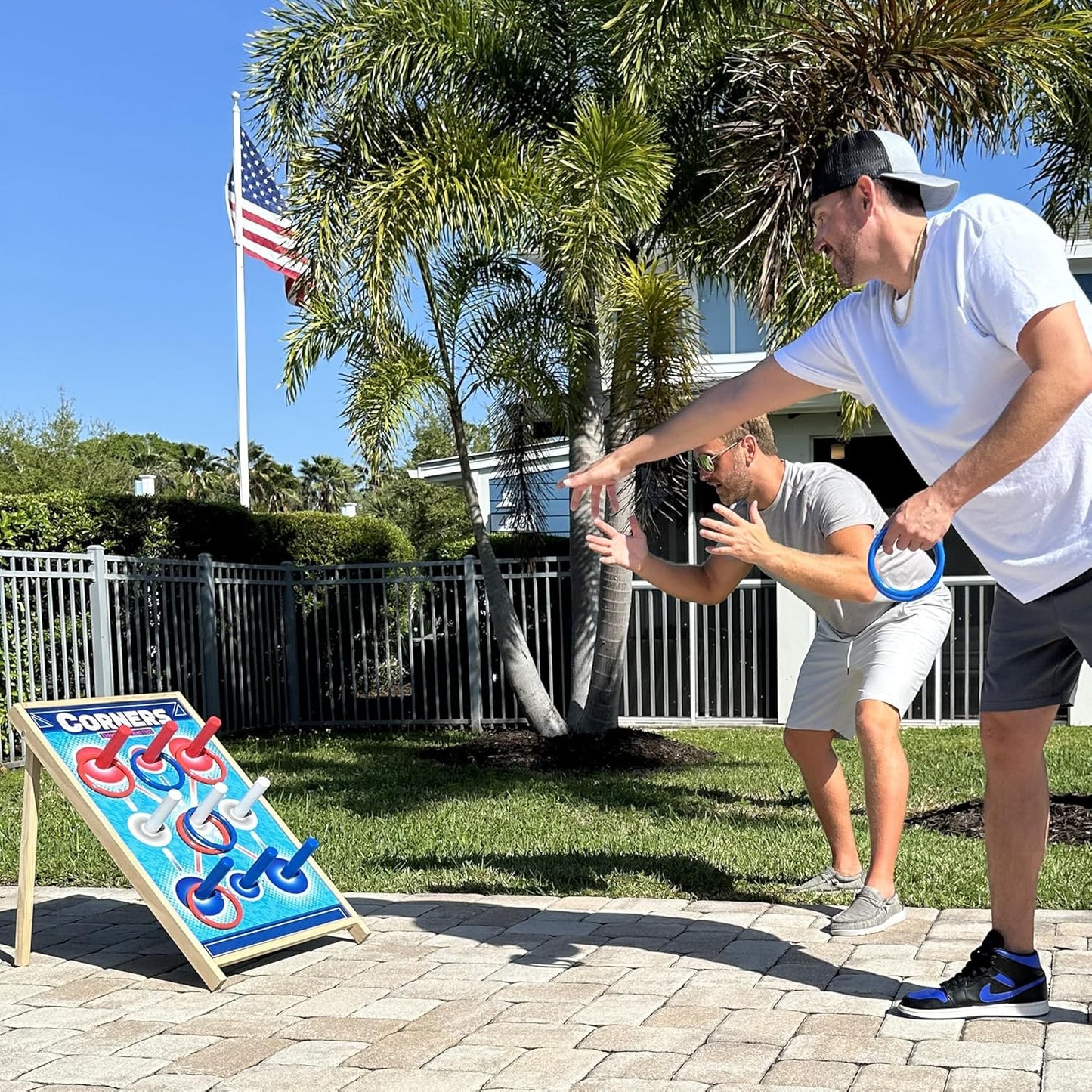 Corners Championship: Ring Toss Reinvented - Yard & Party Game, Wooden Peg Board, Competition Scoring Game, Indoor & Outdoor, Family & Friends Ages 6+