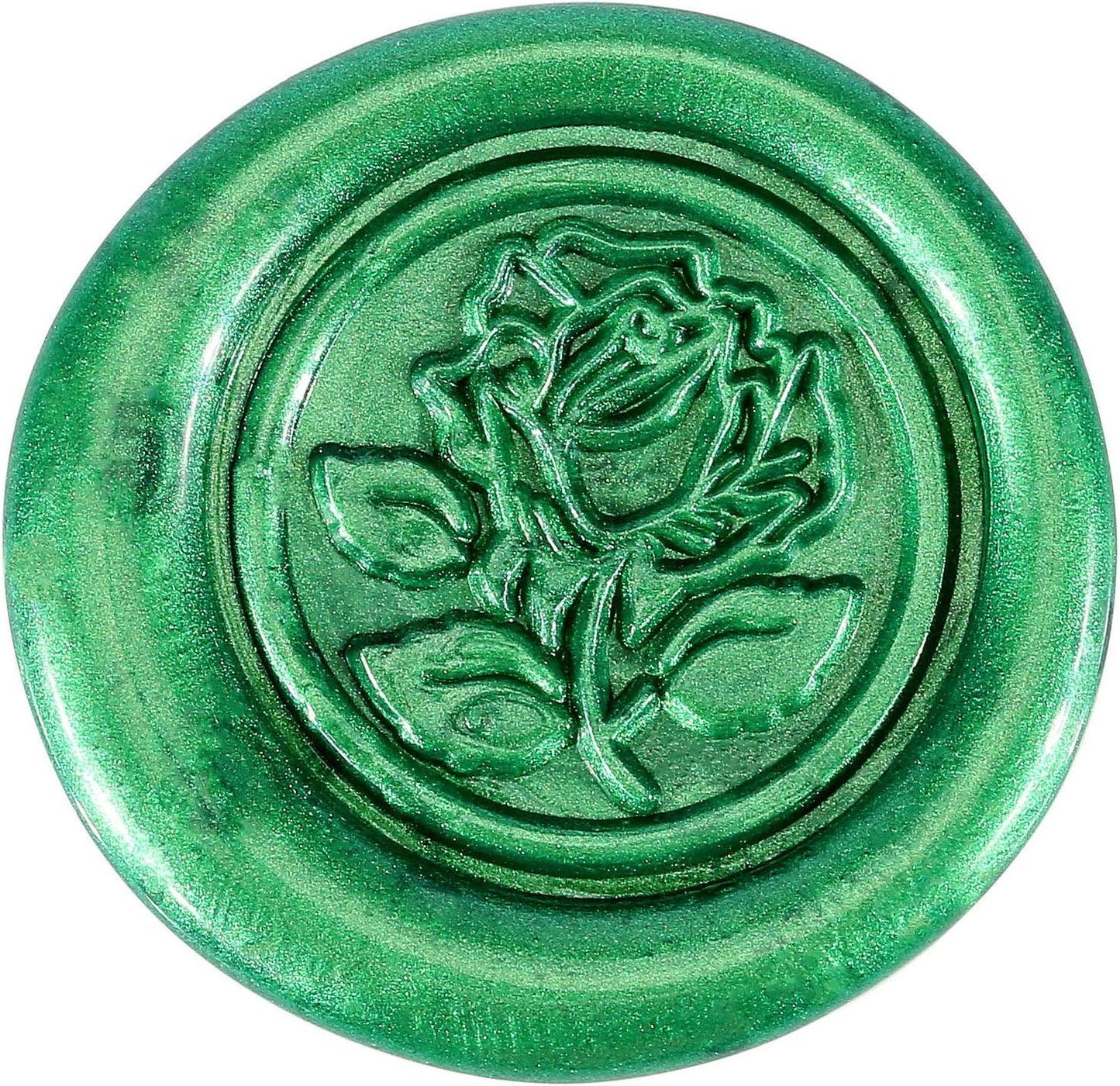 Metallic Green Sealing Wax Sticks, Yoption 5 Pcs Totem Fire Manuscript Wax Seal Sticks with Wicks for Wax Seal Stamp (Metallic Green)