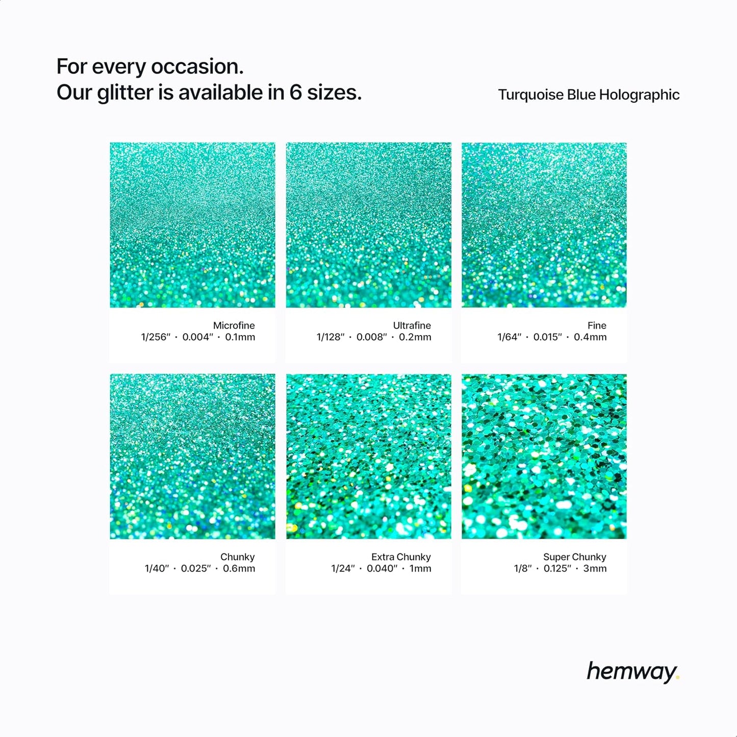 Hemway Glitter for Resin 100g Turquoise Blue Holographic Metallic Crystals for Epoxy Craft Super Chunky Flakes Tumblers Wax Melt
