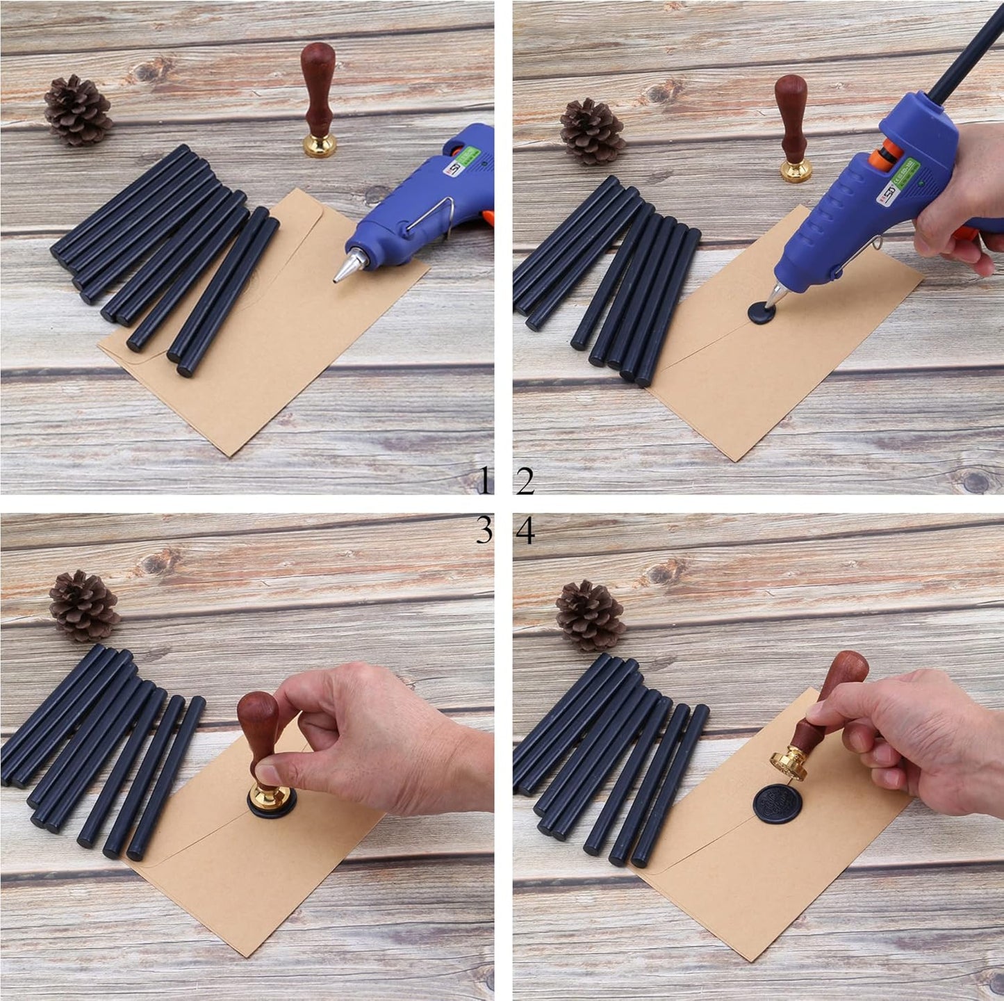 Yoption 15 Pcs Navy Blue Glue Gun Sealing Wax Sticks for Wax Seal Stamp, Great for Wedding Invitations, Christmas Cards, Envelopes