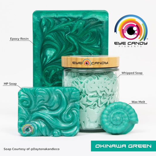 Eye Candy Pigments Premium Green Mica Powder - Okinawa Green (50gr) - for Epoxy, Resin, Soap, Paint, Woodworking, Acrylic Pouring, Bath Bombs, Fishing Lures - DIY Arts and Crafts Additive