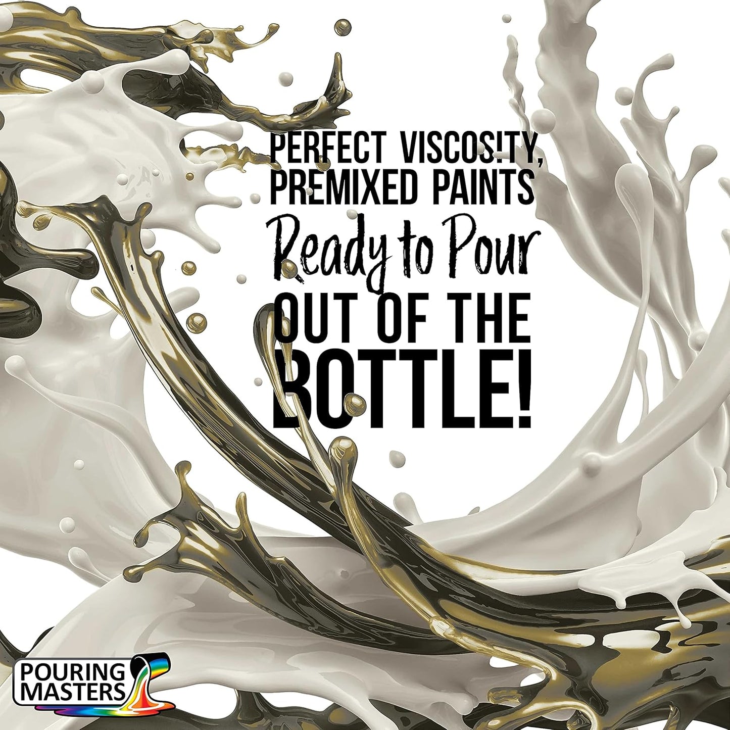 Pouring Masters Gold/Silver Iridescent Special Effects Acrylic Pouring Paint - Premium 64-Ounce Pre-Mixed Fluid Acrylic Paint - Fluid Art Supplies for Canvas, Wood, Paper, Tile & Rocks