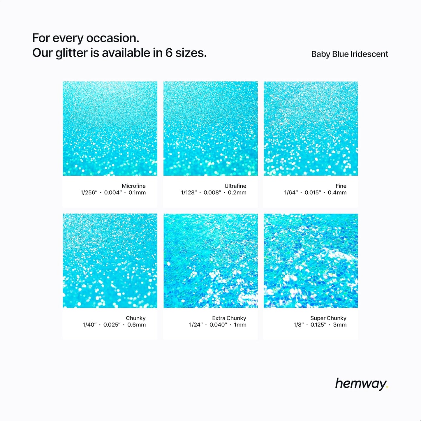 Hemway Polyurethane & Epoxy Resin Glitter 100g / 3.5oz Metallic Crystal Flake Additive for Flooring Jewelry Tumblers Glass Pigment - Microfine (1/256" 0.004" 0.1mm) - Baby Blue Iridescent