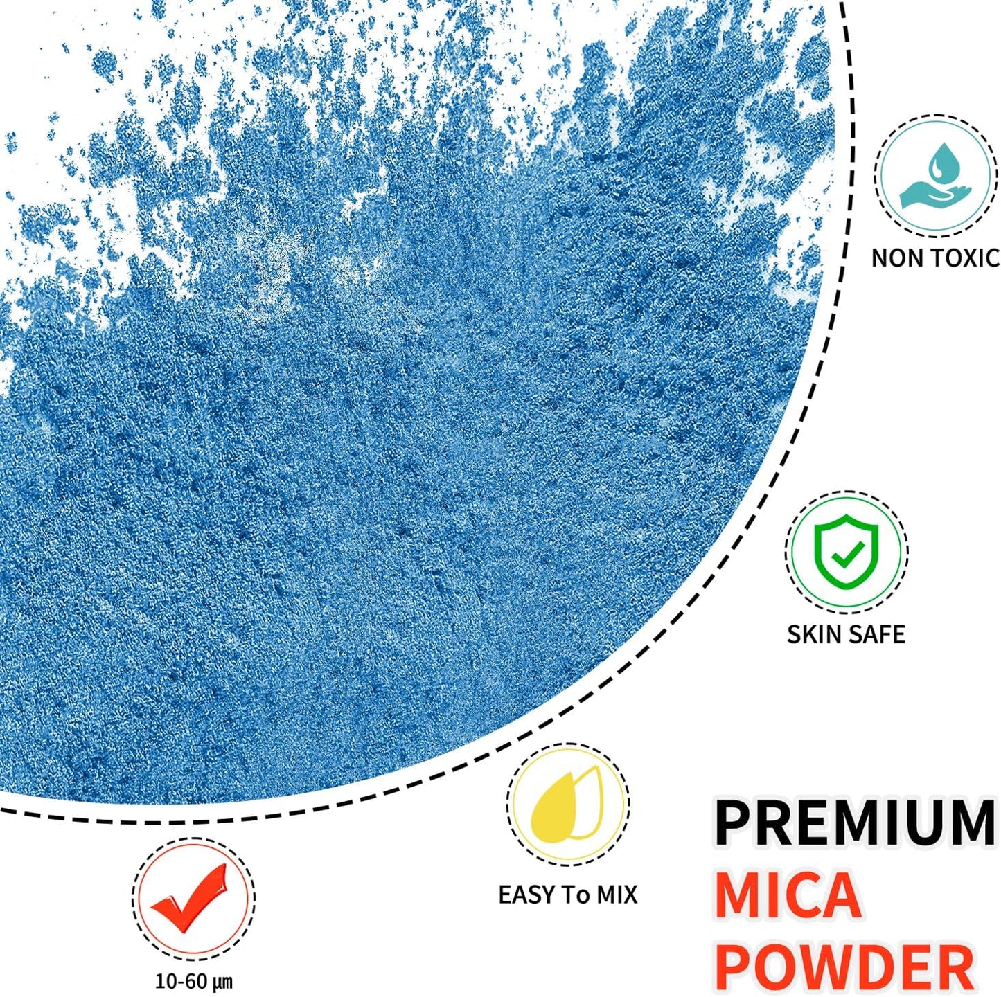 Mica Powder - 100g Mica Powder for Epoxy Resin - Metallic Color Pigment for Resin, Soap, Bath Bombs, Eye Shadow, Nails, DIY Crafting Projects etc. (Golden Blue)