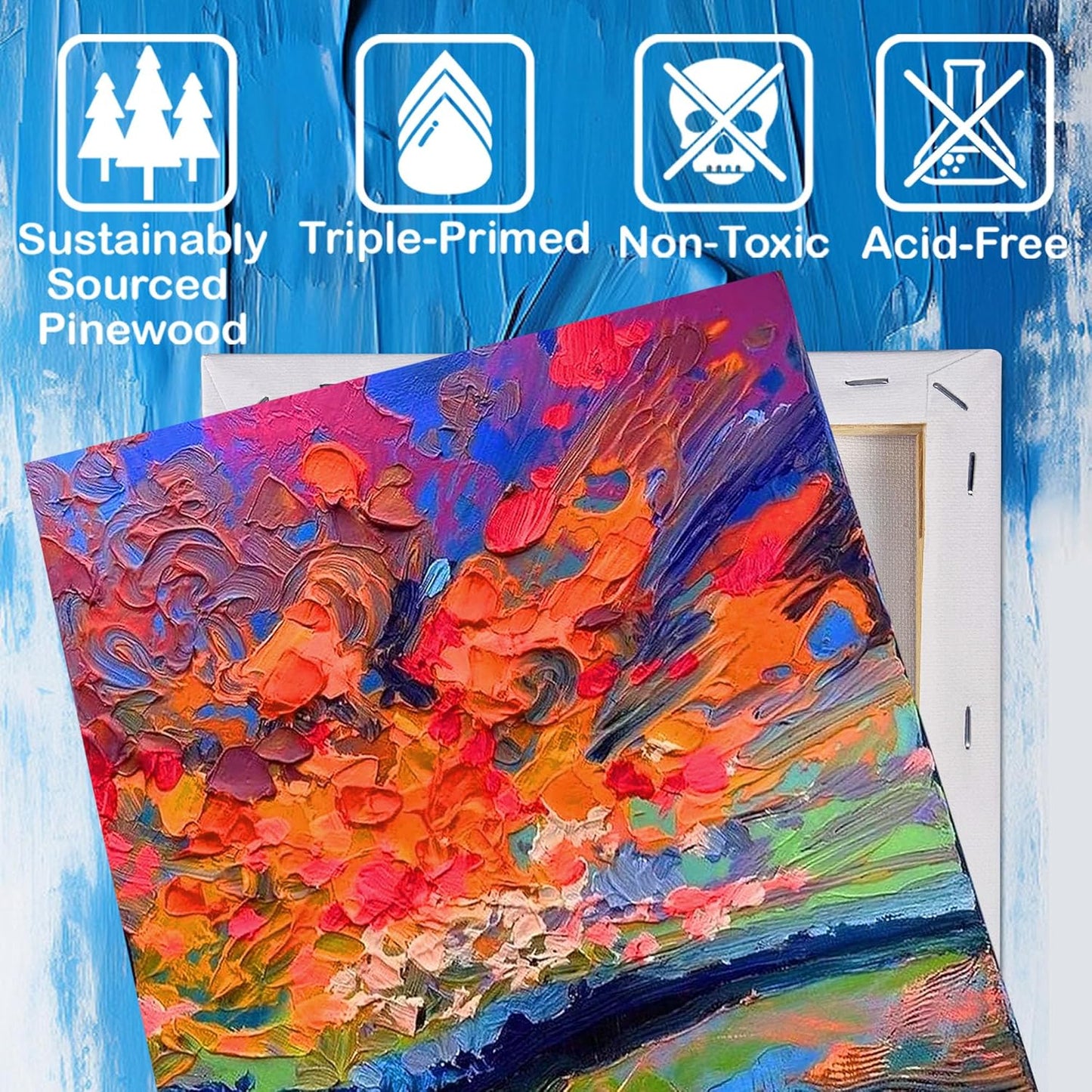 32 Packs Professional Stretched Canvas for Painting, Blank Canvas Art with 5 * 7in, 9 * 12in, 11 * 14in, Value Pack for Acrylic, Oil, Acrylic Pouring