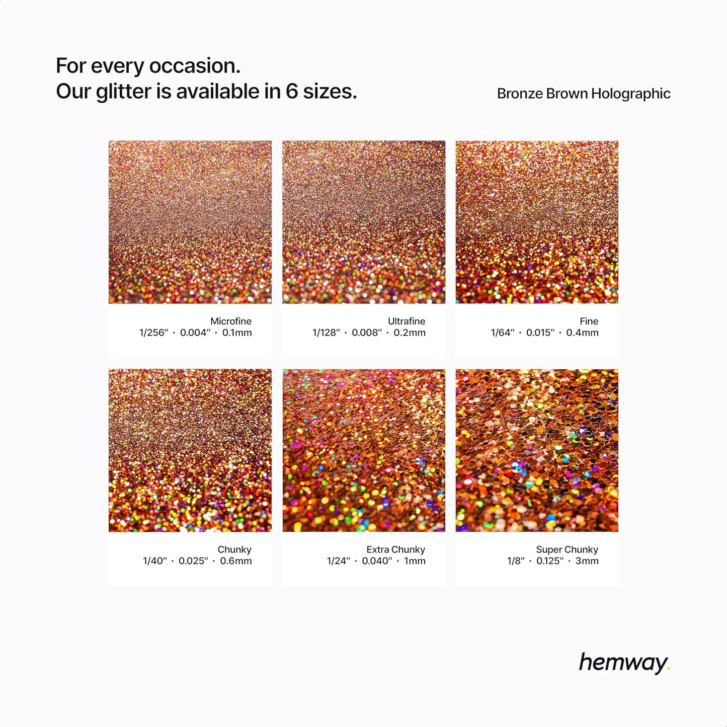 Hemway Glitter for Resin 100g Bronze Brown Holographic Metallic Crystals for Epoxy Craft Super Chunky Flakes Tumblers Wax Melt