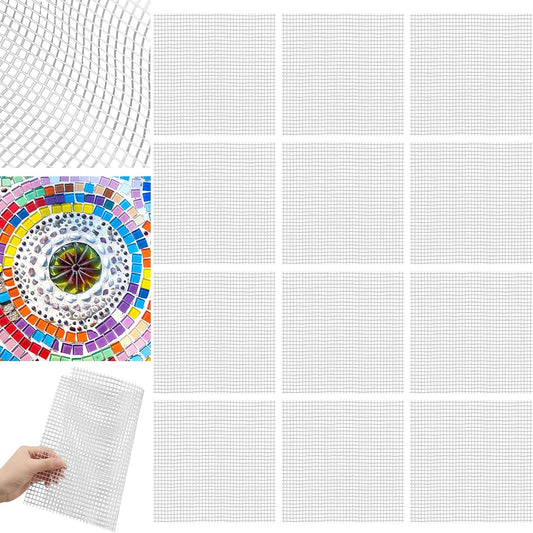 24 Set 12 x 12 Mosaic Mesh for Back Mounted Tile Fiberglass Mosaic Mesh Backing Boast for Tile Installation Supplies Tools (Non Sticky)