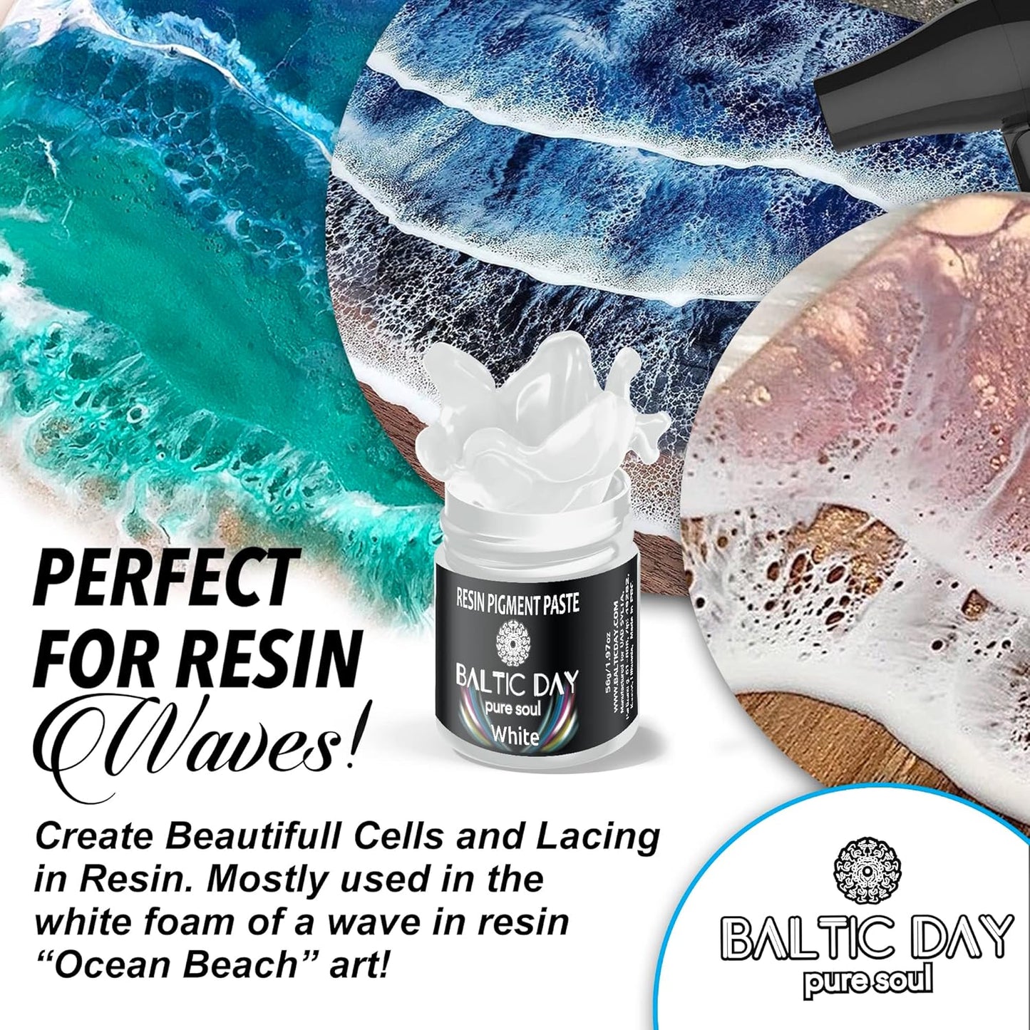 BALTIC DAY Black Abyss Pigment Paste for Epoxy Resin – Ultra-Opaque Black Resin Colorant, 191g/6.7oz – Smooth Blend for Epoxy Art, Jewelry, DIY Crafts