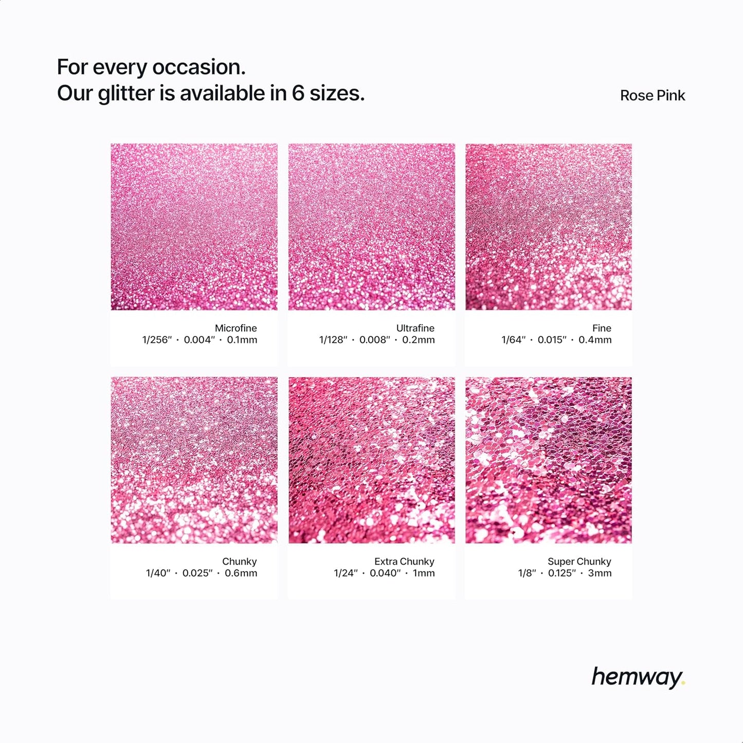 Hemway Polyurethane & Epoxy Resin Glitter 100g / 3.5oz Metallic Crystal Flake Additive for Flooring Jewelry Tumblers Glass Pigment - Fine (1/64" 0.015" 0.4mm) - Rose Pink