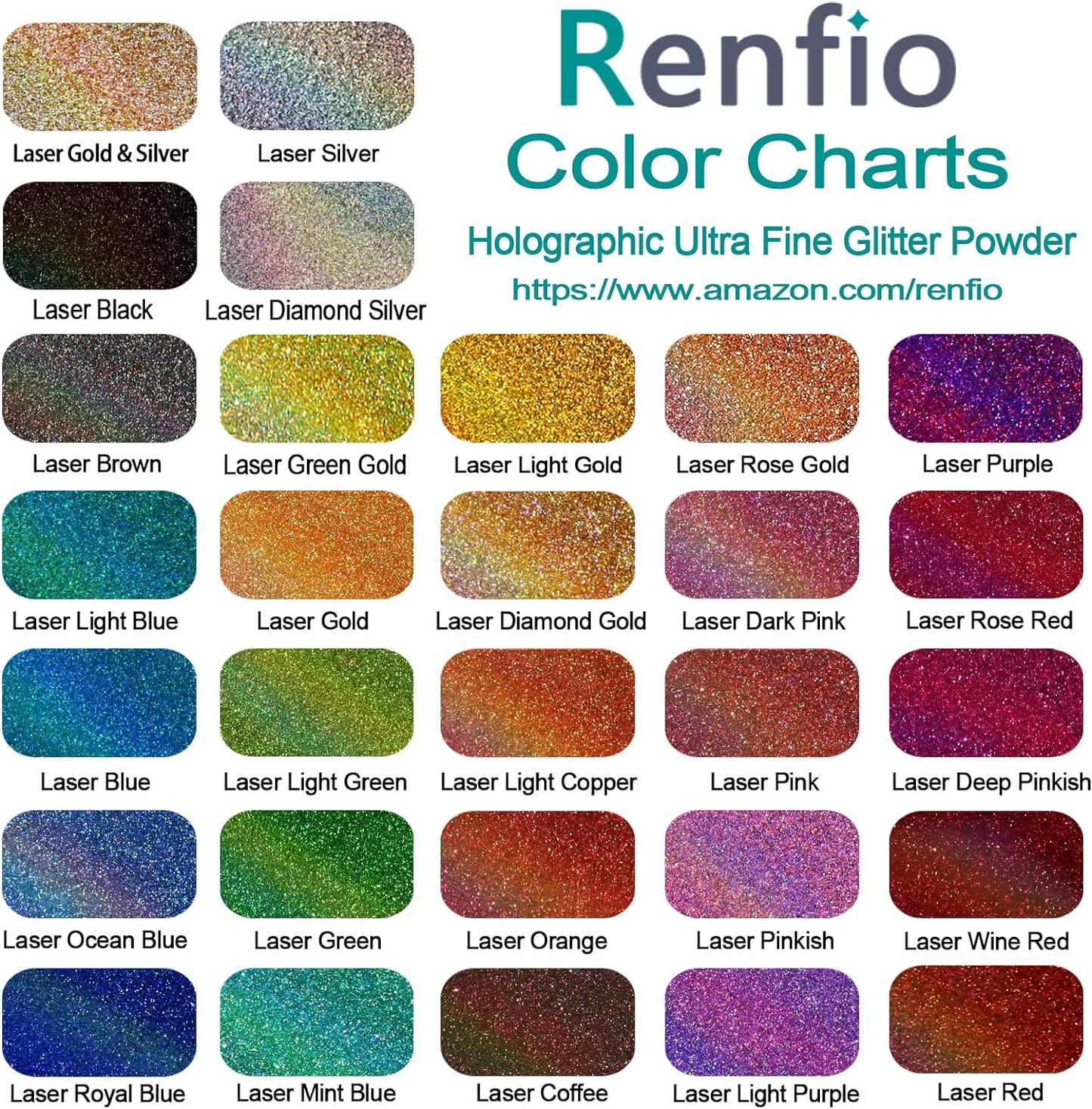 Renfio Holographic Ultra Fine Metallic Resin Glitter 2.11 Oz (60g) PET Flakes Crafts Sequins 1/128" 0.008" 0.2mm Epoxy Chips Flakes Rainbow Glitter for Tumblers Slime - Laser Silver