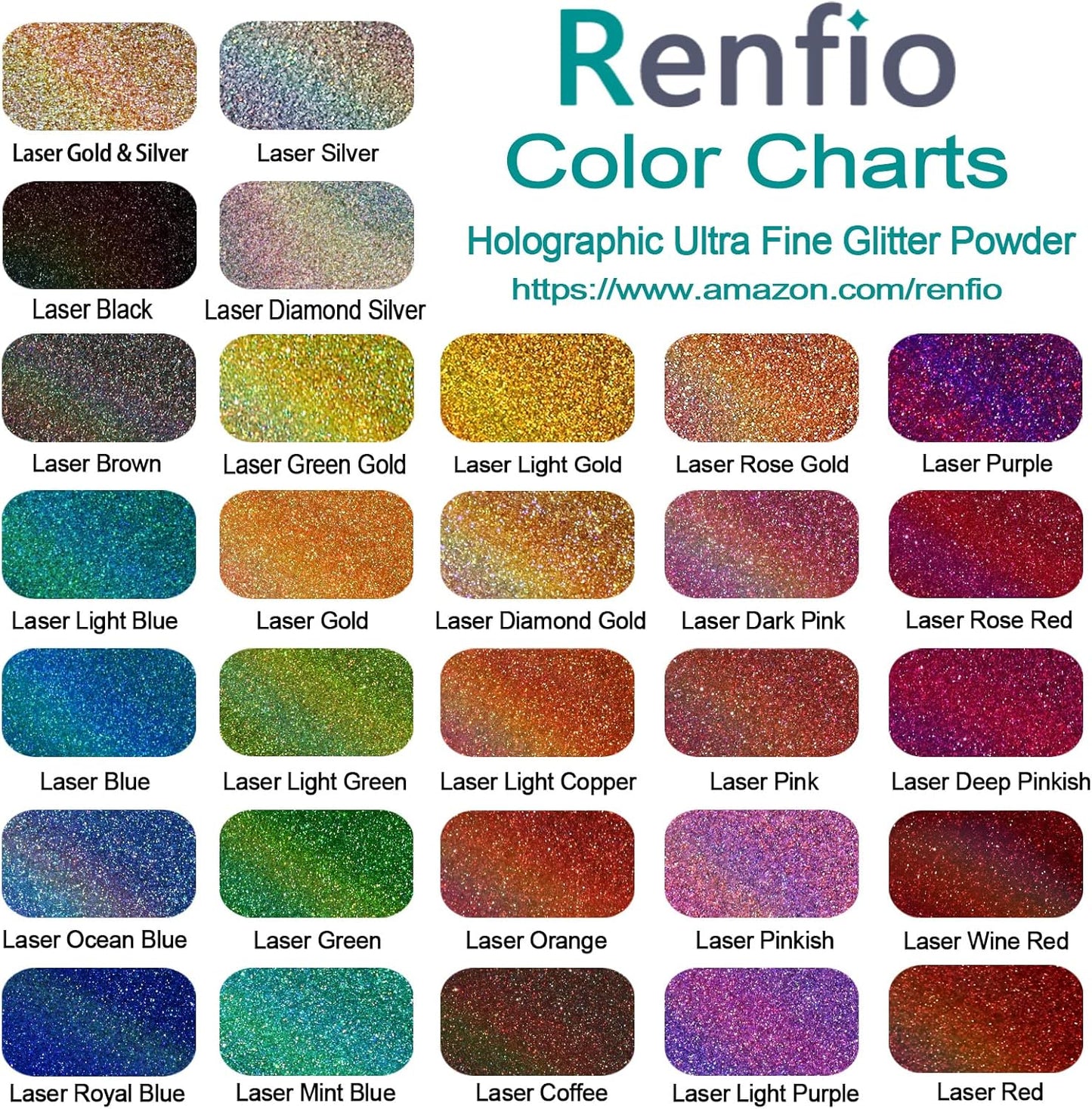 Renfio Holographic Ultra Fine Glitter Powder Metallic Resin Glitter 2.11 Oz (60g) PET Flakes Crafts Sequins 1/128" 0.008" 0.2mm Epoxy Chips Flakes for Tumblers Slime - Laser Gold