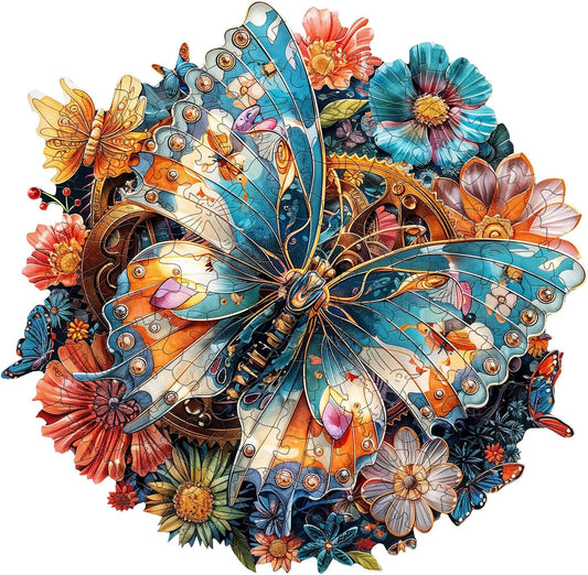 Wooden Puzzles for Adults - Mechanical Butterfly Wood Puzzles Adult - Unique Animal Shape Wooden Jigsaw Puzzles for Adults - Birthday Gifts for Puzzle Lovers, Family (13.3 * 13.3in)