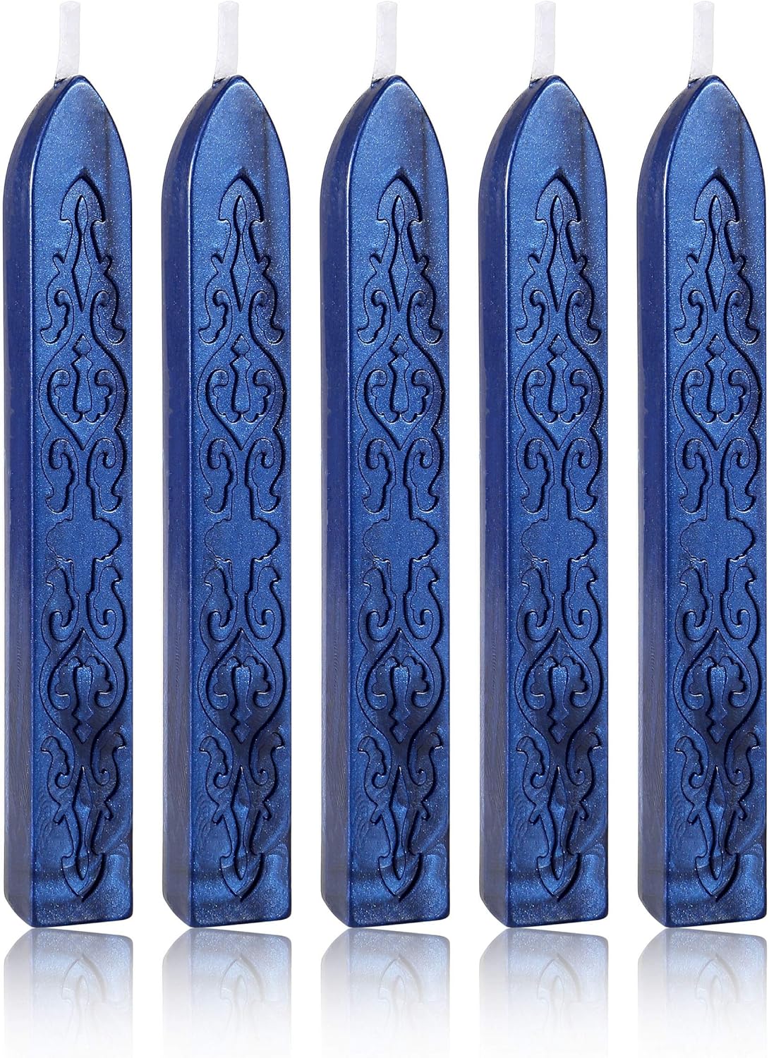 Blue Sealing Wax Sticks, Yoption 5 Pcs Totem Fire Manuscript Wax Seal Sticks with Wicks for Wax Seal Stamp (Navy Blue)