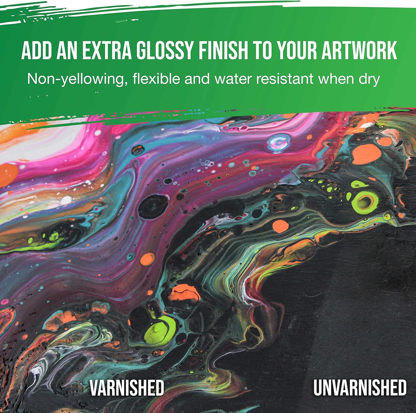 U.S. Art Supply 16 oz High Gloss Varnish for Acrylic Paintings - Clear Protective Finish with UV Protection
