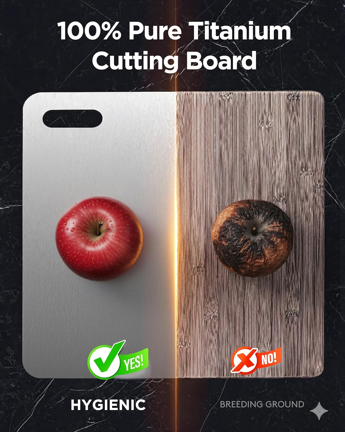 Katuchef Titanium Cutting Board for Kitchen, 100% Pure Titanium Cutting Board Food Grade,Non Toxic chopping board, Dishwasher safe, Easy to Clean Large Size, 16”x10”