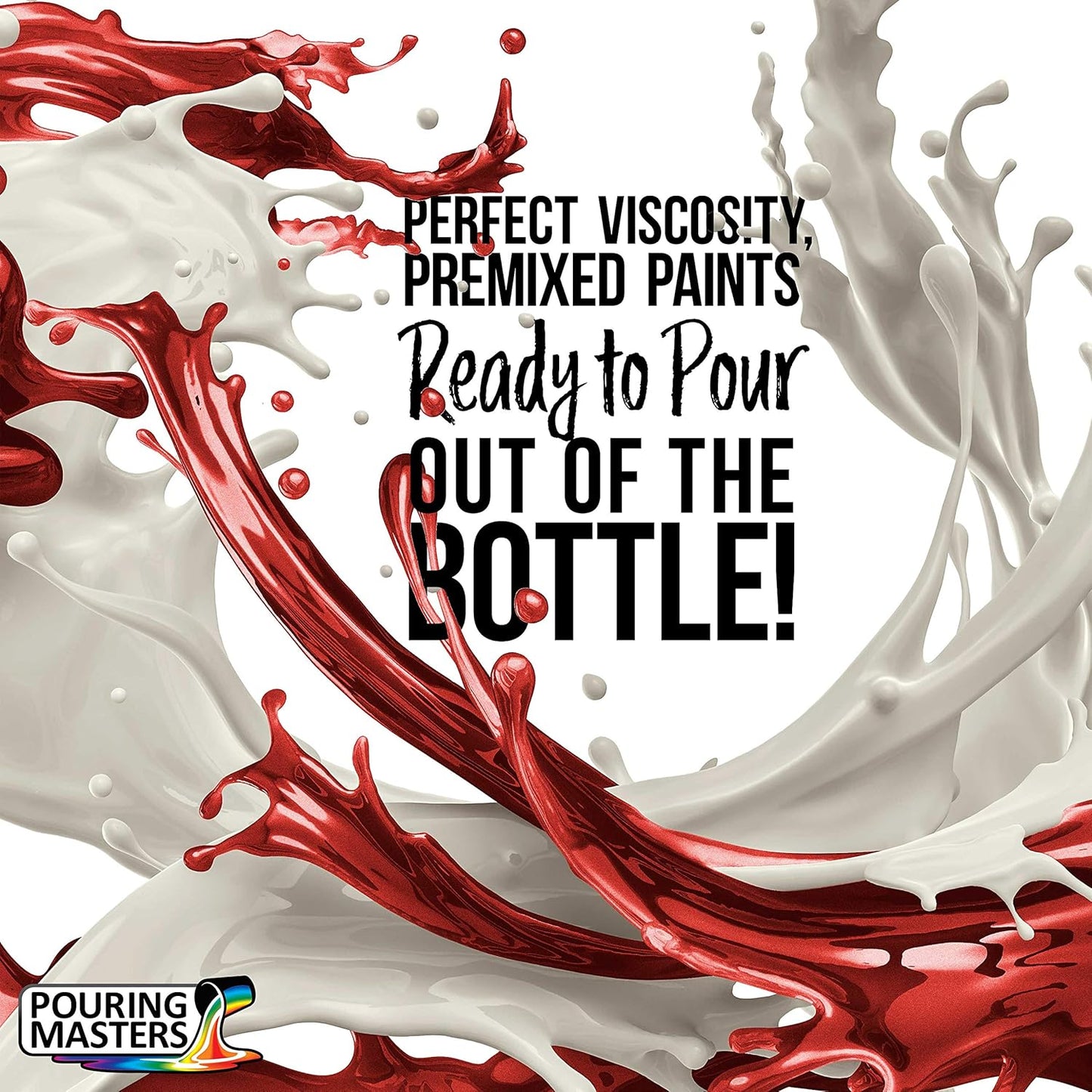 Pouring Masters True Red Metallic Pearl Ready to Pour Acrylic Pouring Paint - Premium 64-Ounce Pre-Mixed Fluid Acrylic Paint - Fluid Art Supplies for Canvas, Wood, Paper, Tile & Rocks