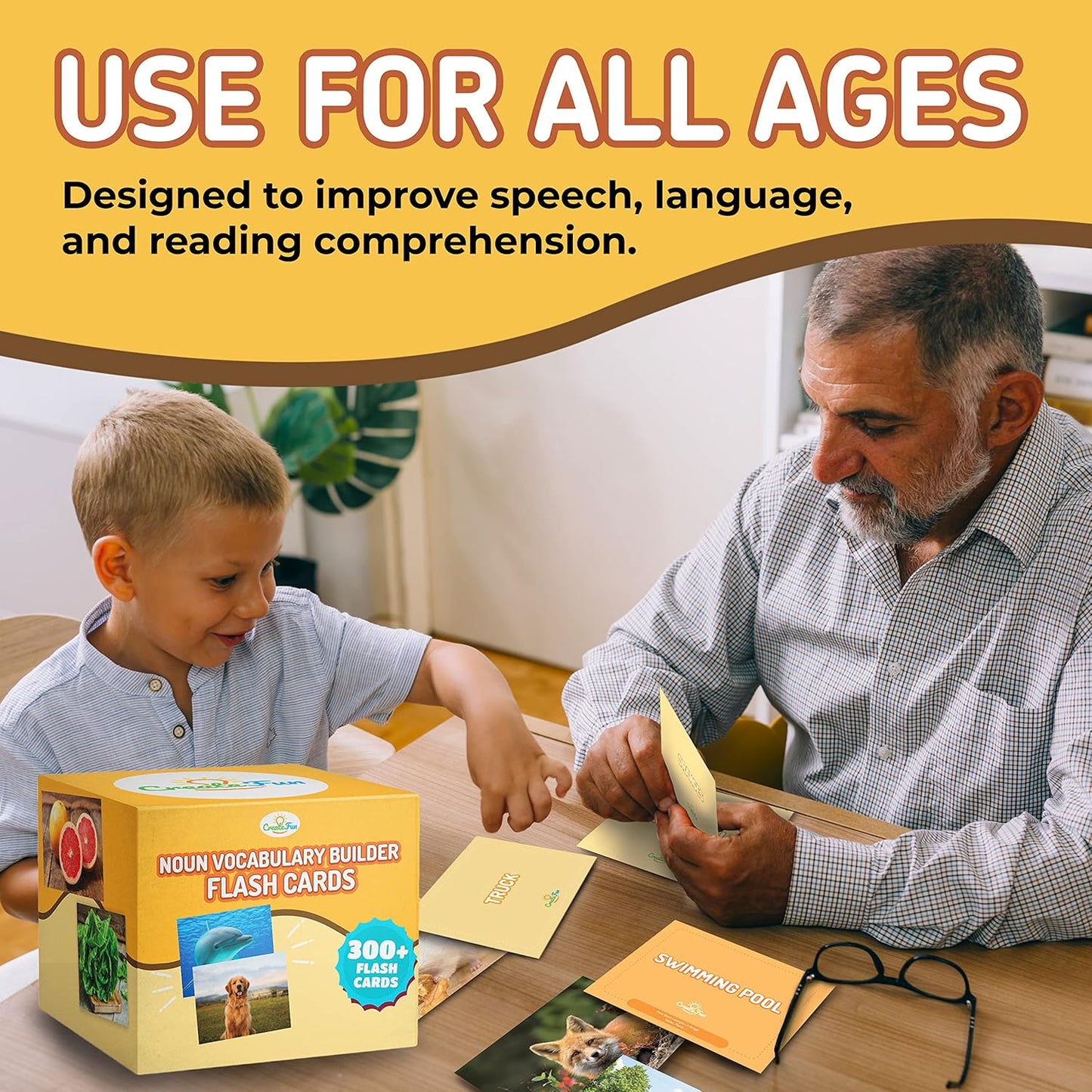 300 Noun Vocabulary Builder Flash Cards, Photo Cards with Learning Games and Teaching Materials for Speech Therapy, ESL, Preschool, Homeschool, Toddlers, Adults, Autism, Dementia, ABA, and Aphasia
