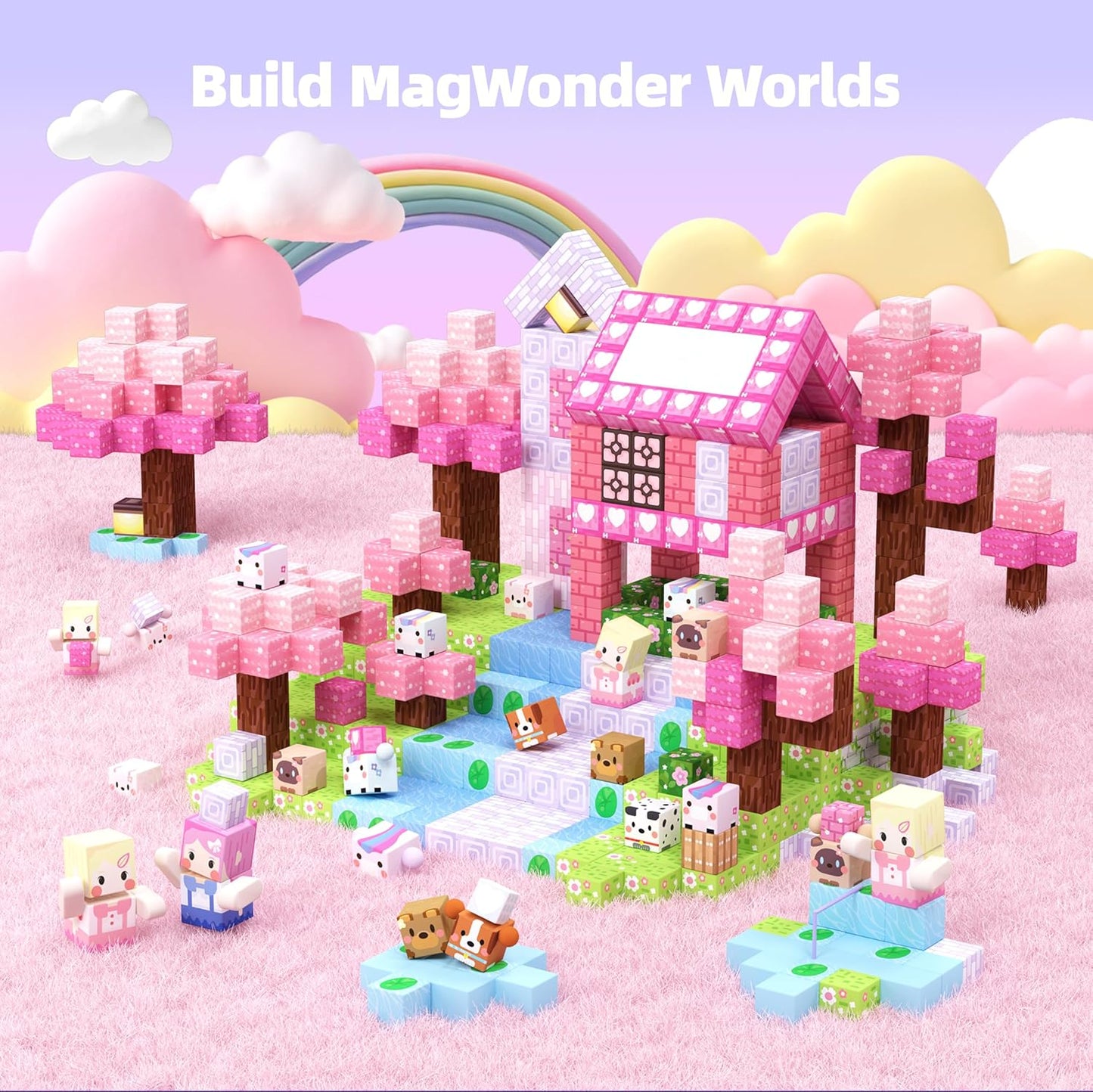 GobiDex 100PCS Magnetic Blocks Kid Building Toys for 3+ Years Old Girls, Upgraded STEM Sensory Gifts for Princess, Kids Magnets Game for Toddler