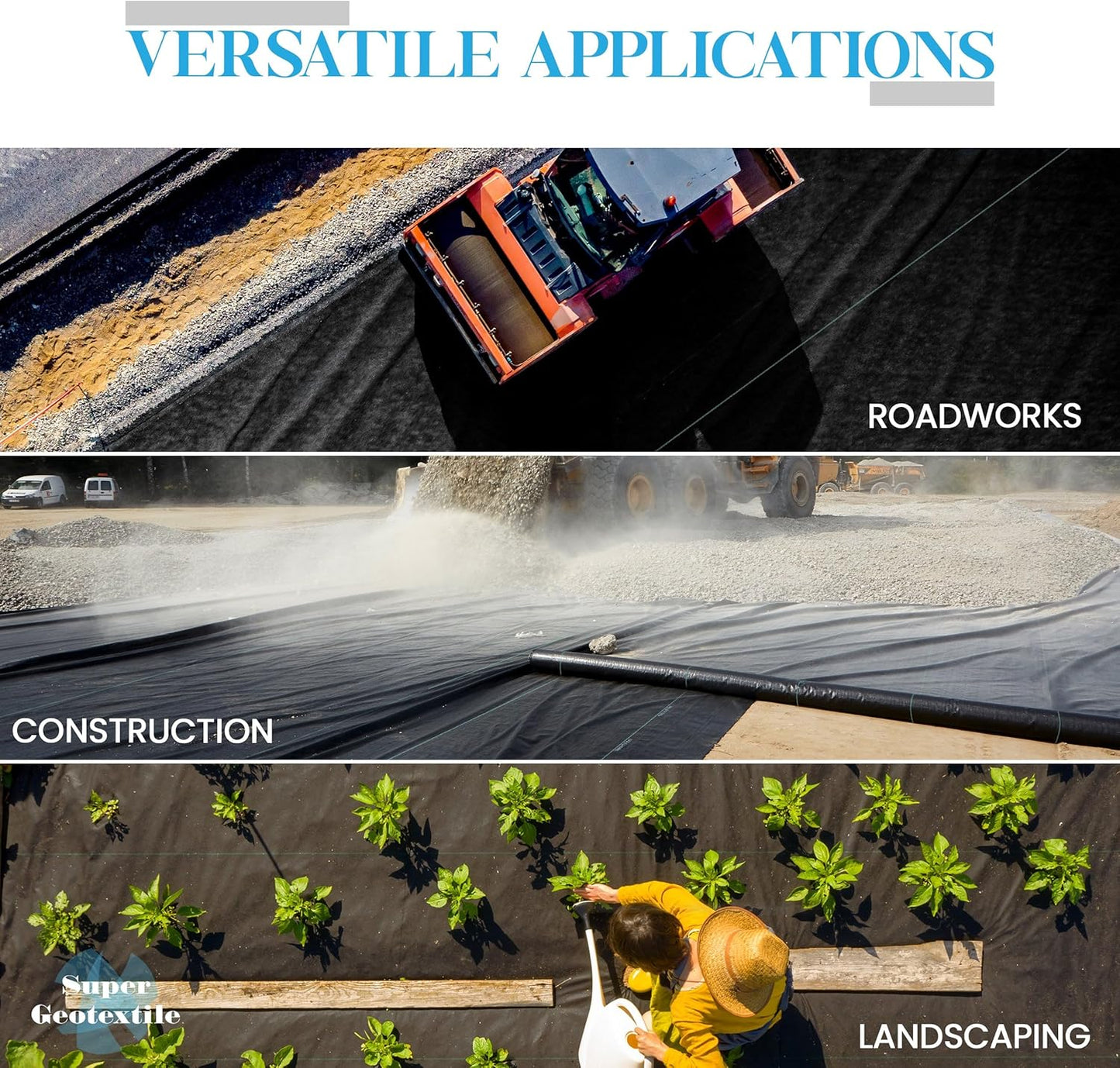 Woven Geotextile Fabric for Driveway and Road Stabilization, Construction Underlayment, Erosion Control, Commercial Grade 50 Year for Gravel Roads and Pavers (17.5x100) Ships Folded