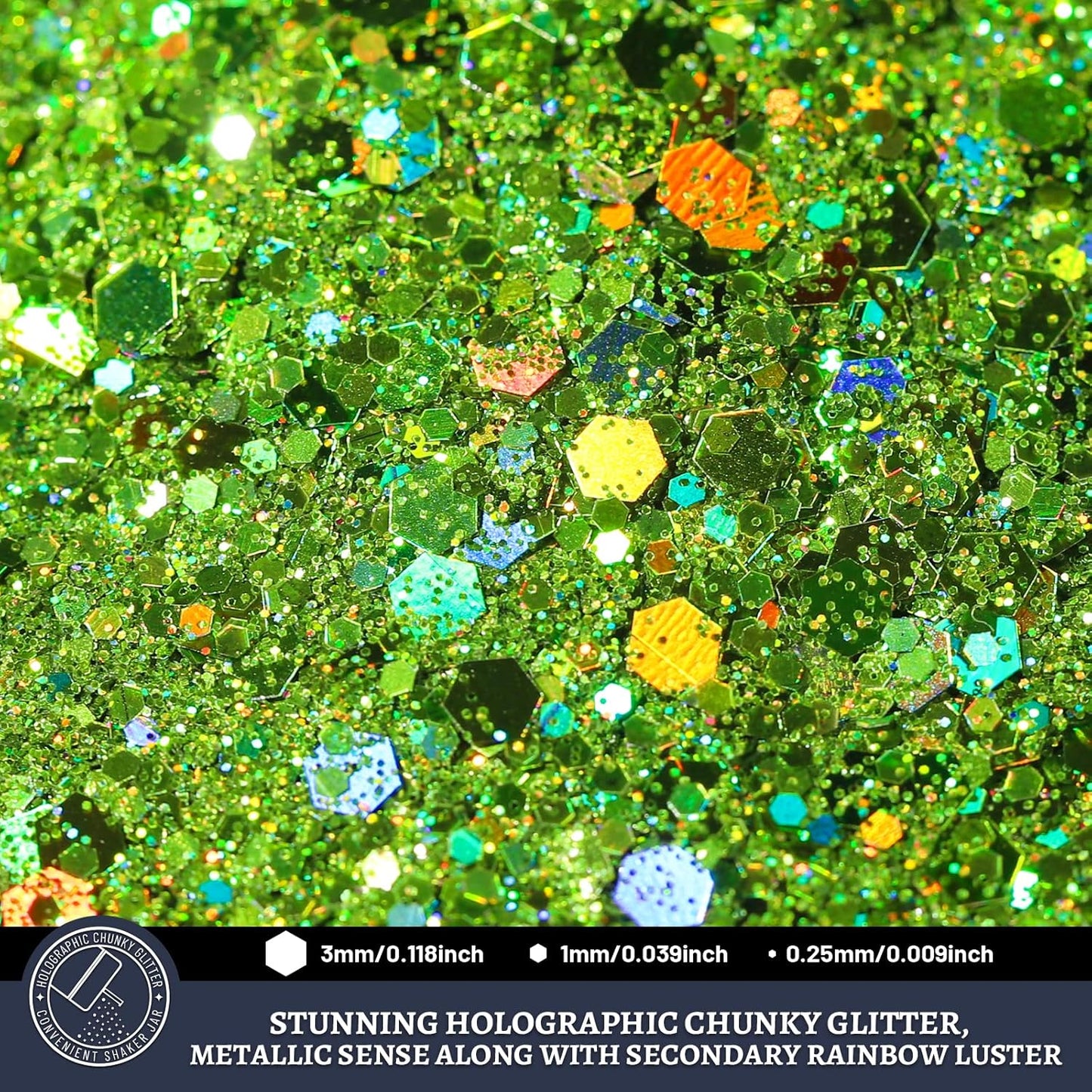 LEOBRO Green Glitter, 160g/5.64oz Light Green Chunky Glitter for Crafts, Resin, Body Nail, DIY Decorations
