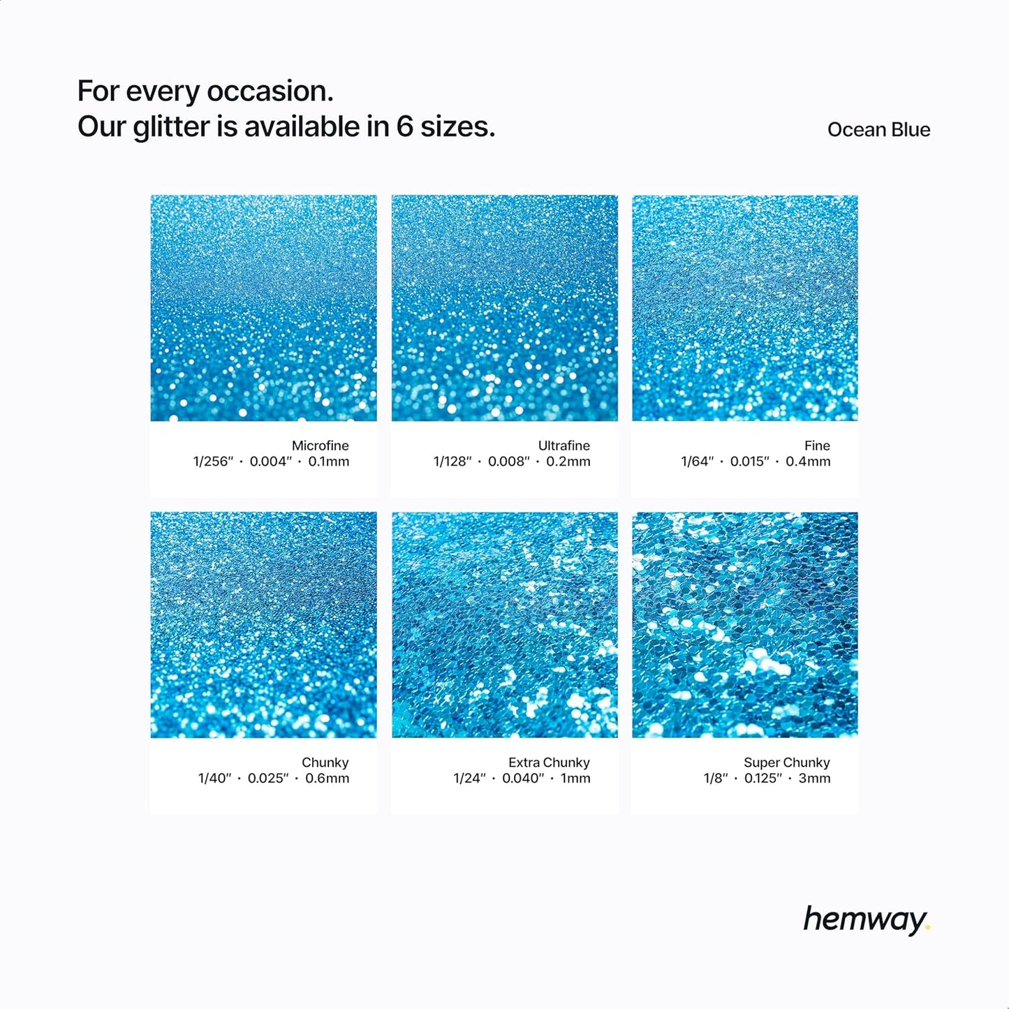 Hemway Polyurethane & Epoxy Resin Glitter 100g / 3.5oz Metallic Crystal Flake Additive for Flooring Jewelry Tumblers Glass Pigment - Extra Chunky (1/24" 0.040" 1mm) - Ocean Blue