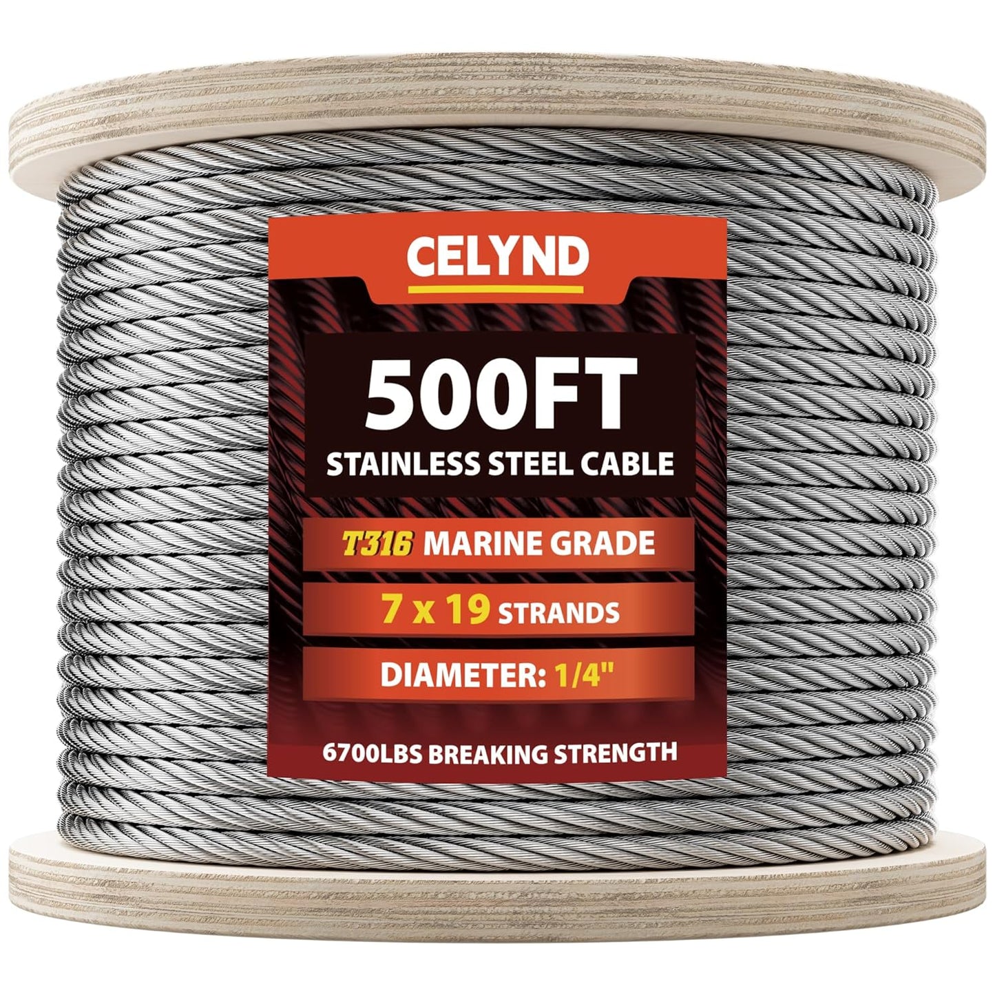 Stainless Steel Cable for Railing - 500FT 1/4" T316 Wire Rope - 7 x 19 Strands 6700 LBS Breaking Strength for Outdoor Deck Railing Zipline