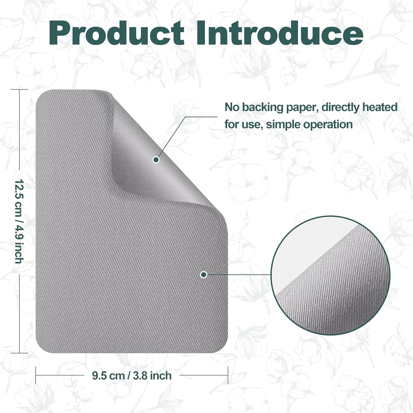 Iron on Patches for Clothes, 8 Pieces Fabric Patches for Clothing, Bag, Hat Repair, Clothing Repair Decorating Kit 3.7" by 4.9" (9.5 cm x 12.5 cm, Light Grey)