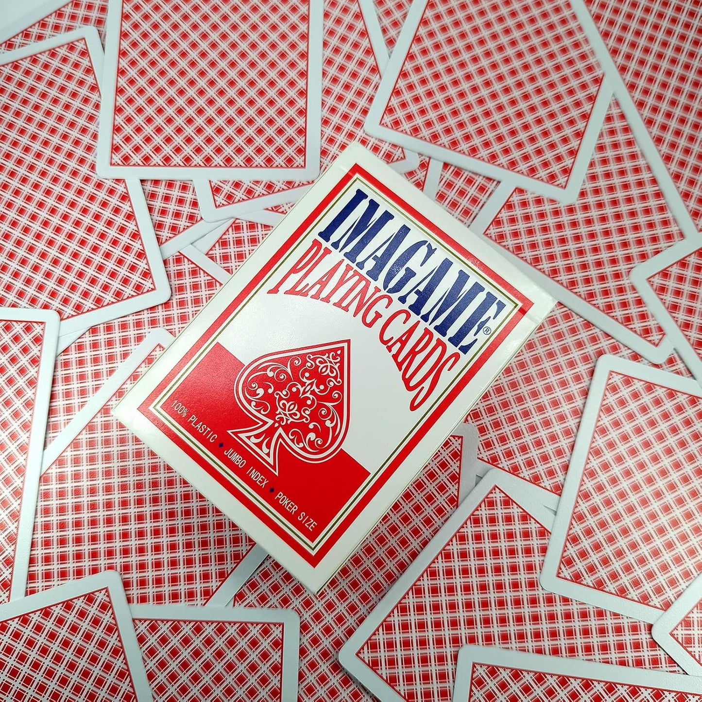Plastic Playing Cards, Real Poker Size, Casino Quality, Jumbo Index, Exceptional Handing, Waterproof & Washable, Perfect for Texas Hold’em Poker, 1 Red Deck