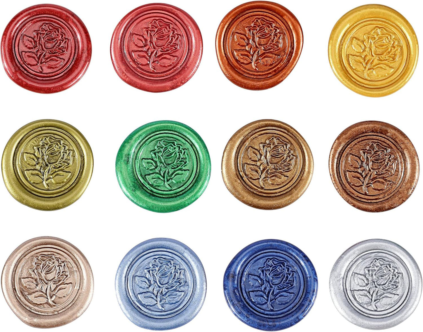 Yoption 12 Pcs Sealing Wax Sticks with Wicks, Antique Metallic Mixed Colors Totem Fire Manuscript Sealing Wax for Wax Seal Stamp (12 Colors B)