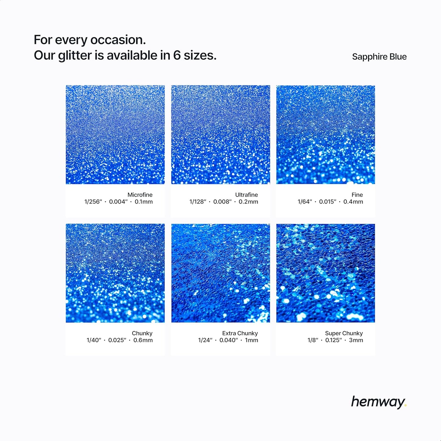 Hemway Glitter for Resin 100g Sapphire Blue Metallic Crystals for Epoxy Craft Super Chunky Flakes Tumblers Wax Melt