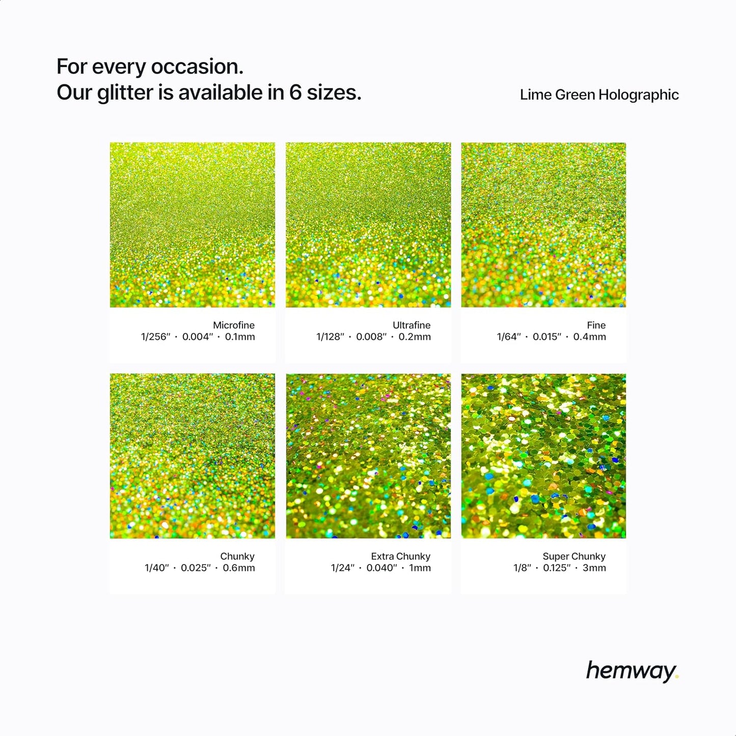 Hemway Polyurethane & Epoxy Resin Glitter for Arts, Crafts, Tumblers, Flooring, Woodwork, Decorating and Resin Projects 100g - Lime Green Holographic