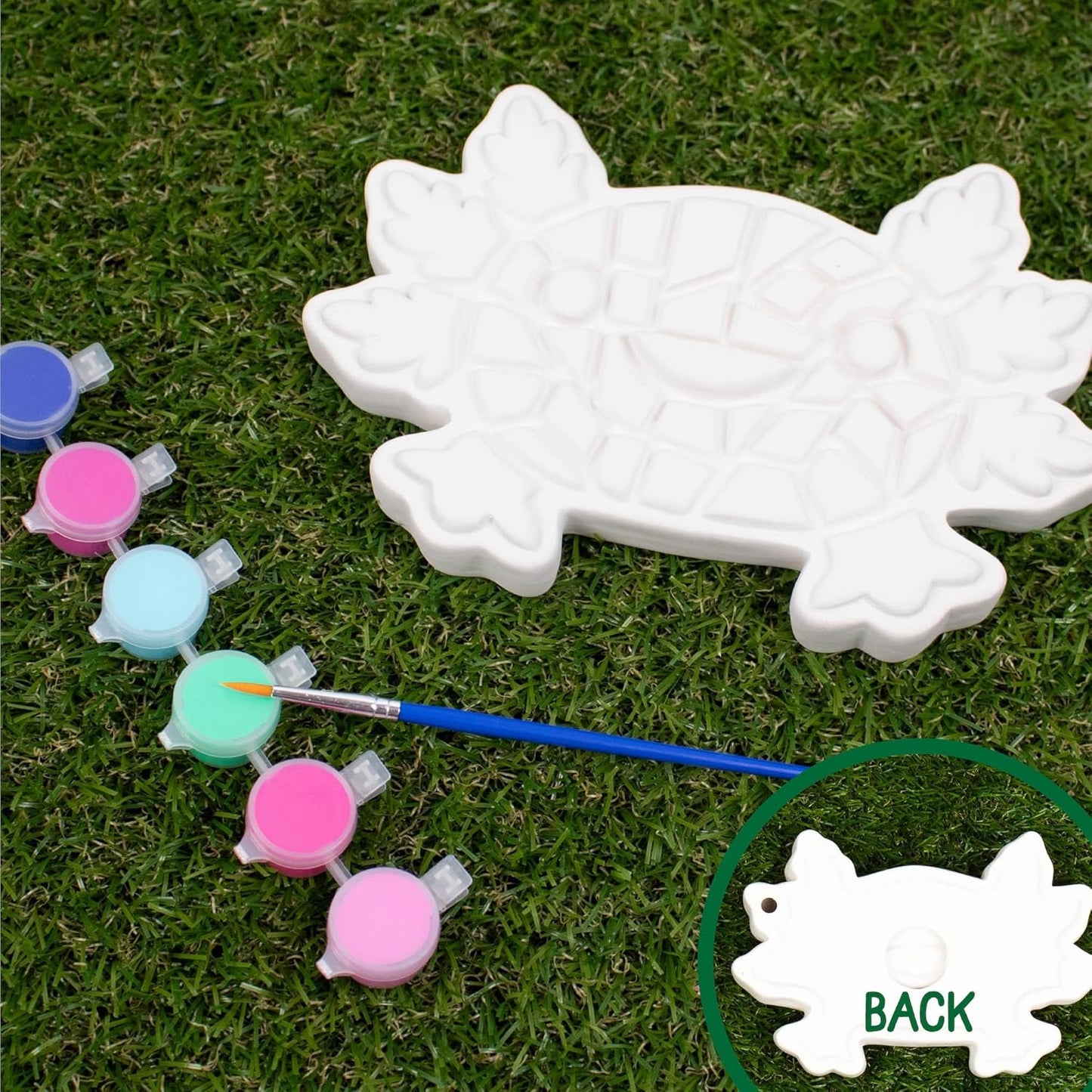 Creative Roots Axolotl Stepping Stone Kit, 7-Inch Paintable Ceramic Stepping Stone, Includes 6 Acrylic Paints, Kids Crafts, Ages 8+