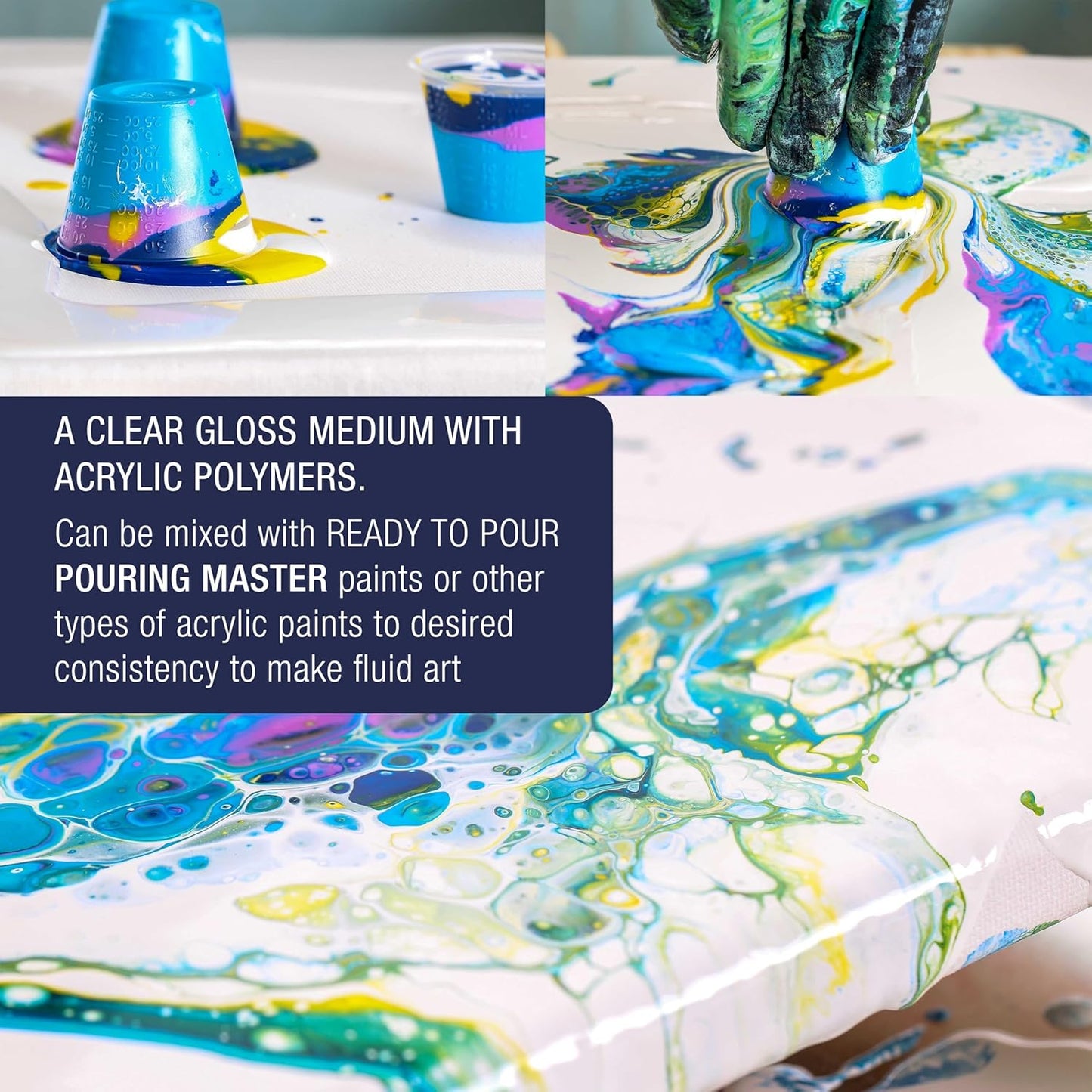 U.S. Art Supply Professional Gloss Pouring Medium 32oz (Quart) - Improves Paint Flow & Cell Effects Creator, Viscosity Adjuster for Art Acrylic Painting