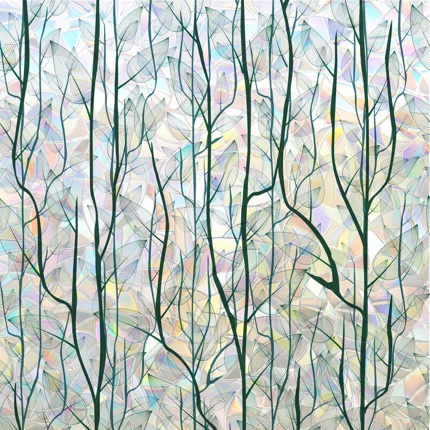 DKTIE Nature Pattern Rainbow Window Film Decorative Stained Glass Window Film Static Cling Films Easy Apply Removable Comes with Tools (U1747-rainbow, 35.4" x 78.7")
