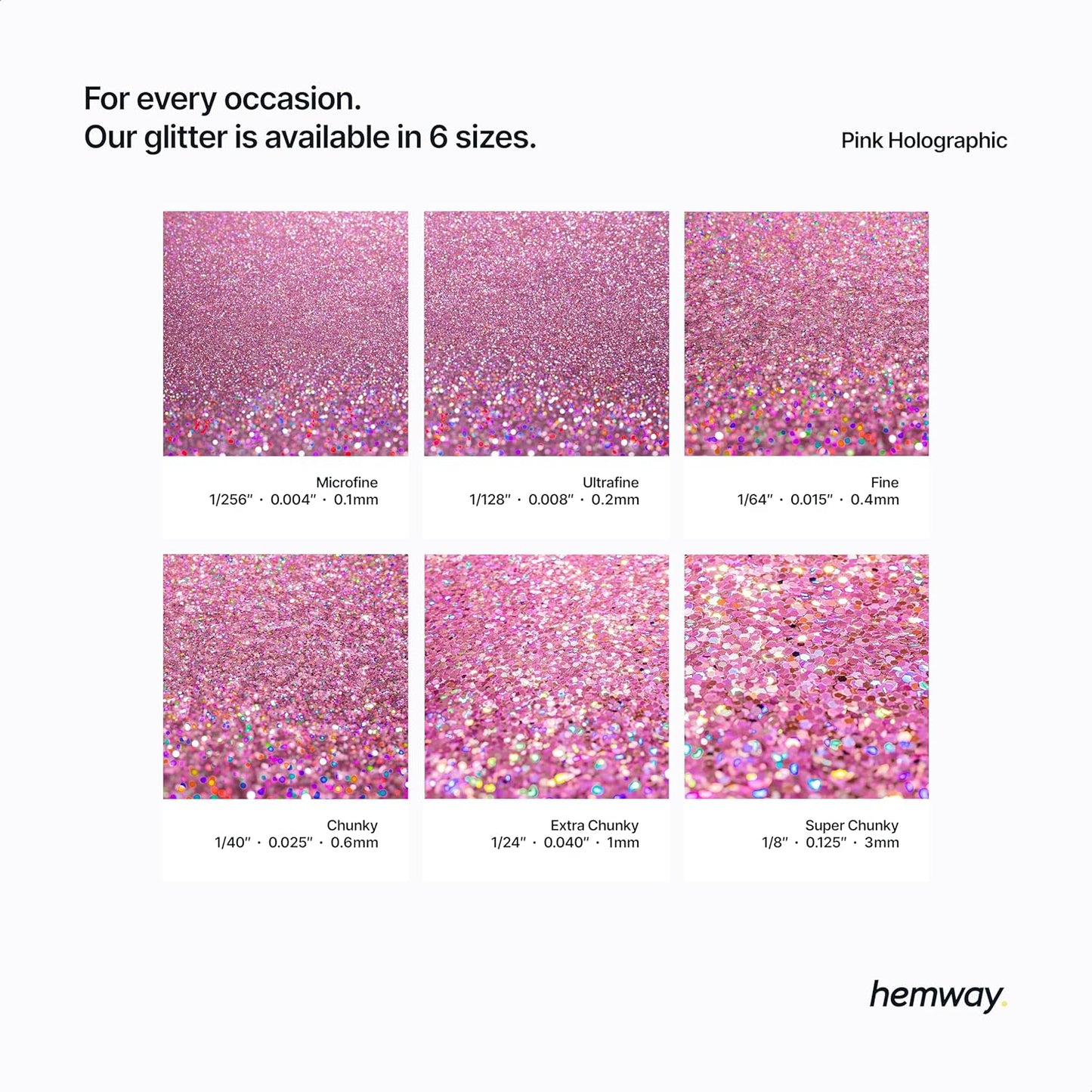 Hemway Polyurethane & Epoxy Resin Glitter 100g / 3.5oz Metallic Crystal Flake Additive for Flooring Jewelry Tumblers Glass Pigment - Extra Chunky (1/24" 0.040" 1mm) - Rose Pink Holographic